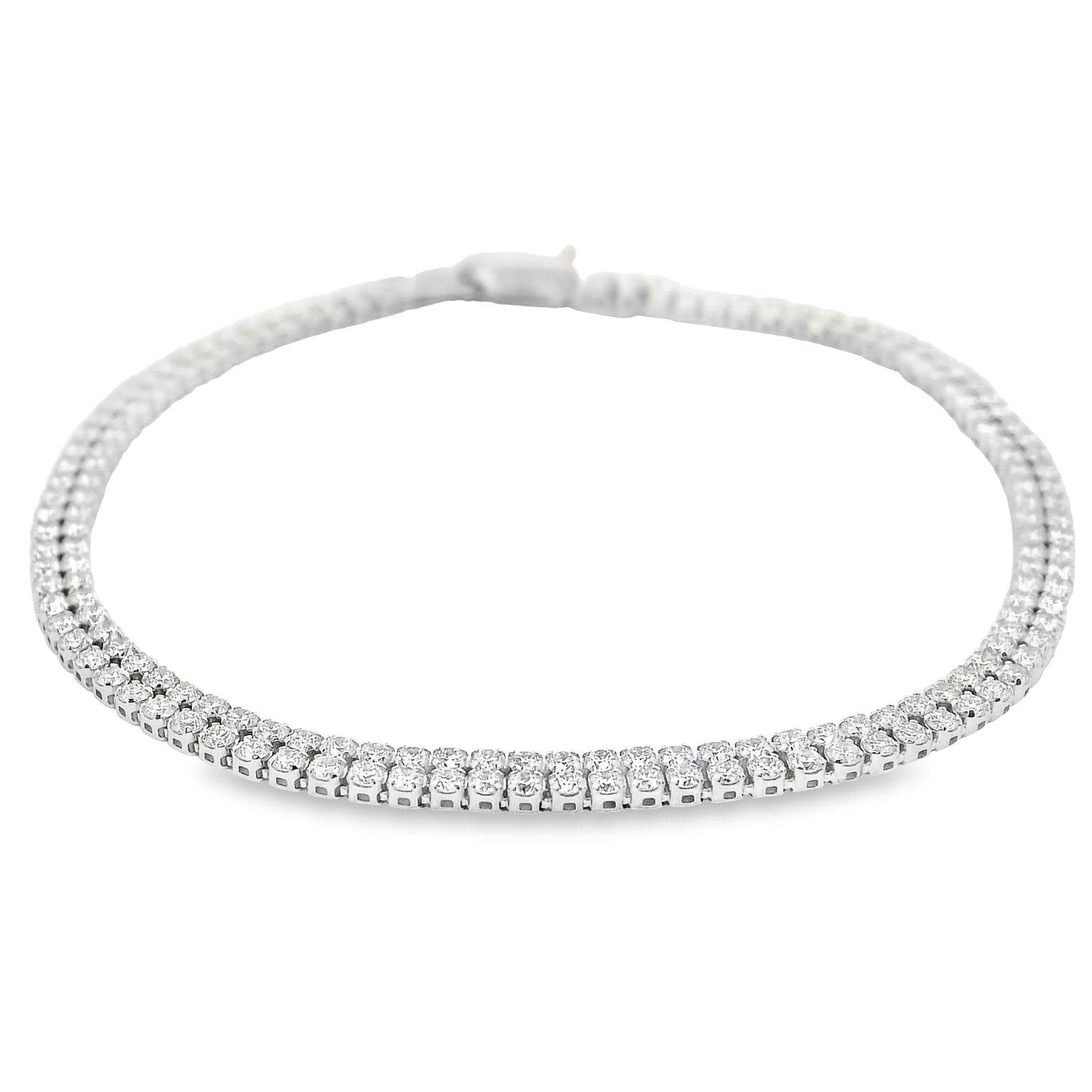 Lab Grown - 14Kw 2.59Cttw Dbl Row Diamond Bracelet  178D=2.592Cttw