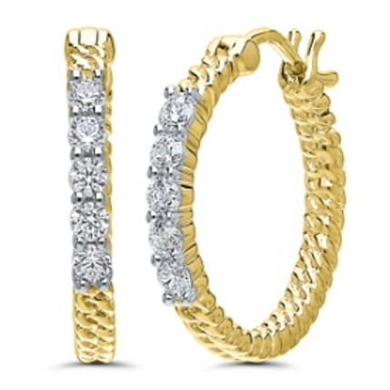 10Ky .25Cttw Diamond Hoop Earrings