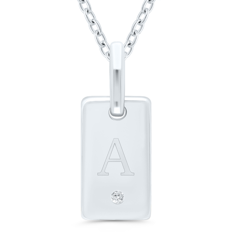 SS Initial Pendant with Diamond Accent 0.01cttw 18