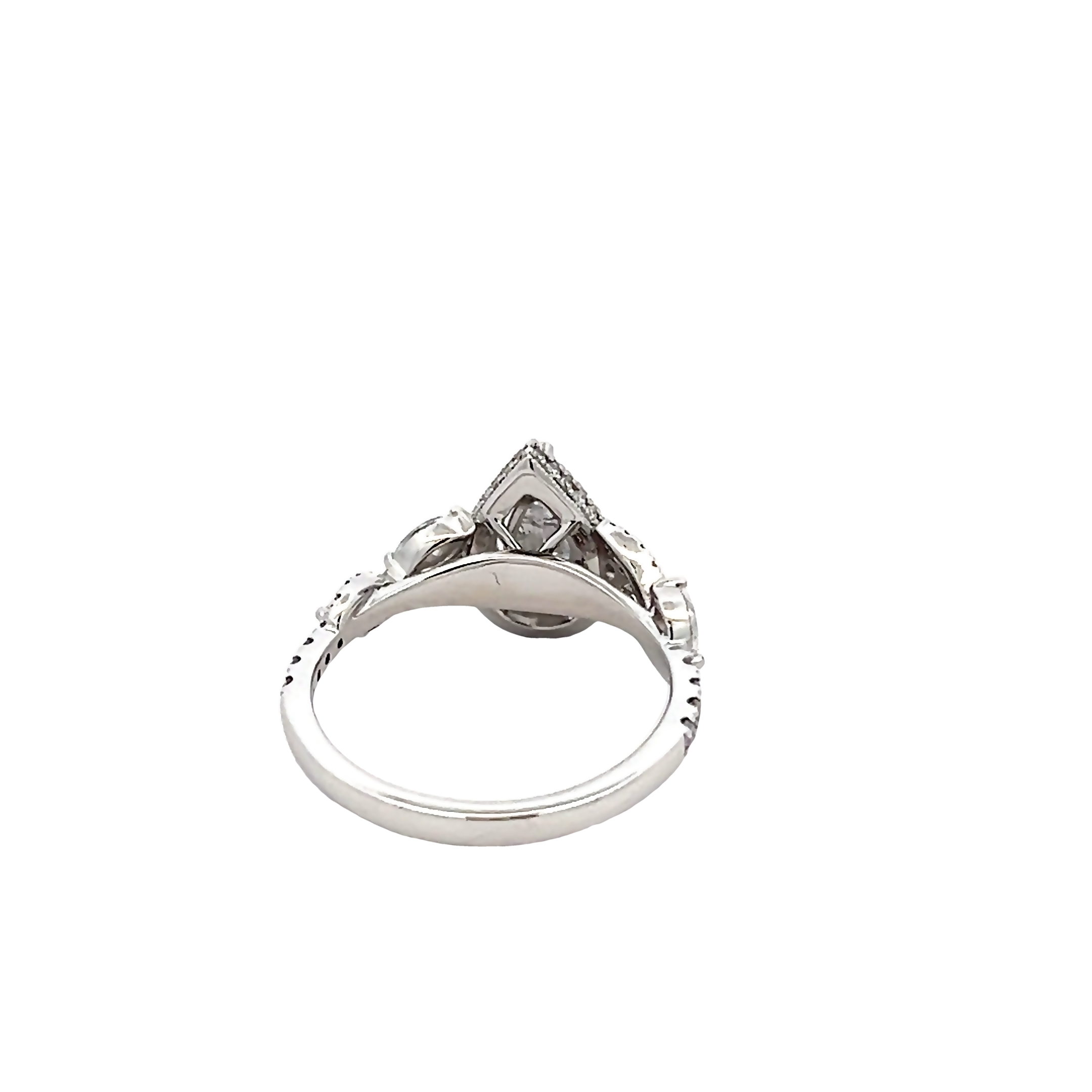14k White Gold Pear Halo Engagement Ring