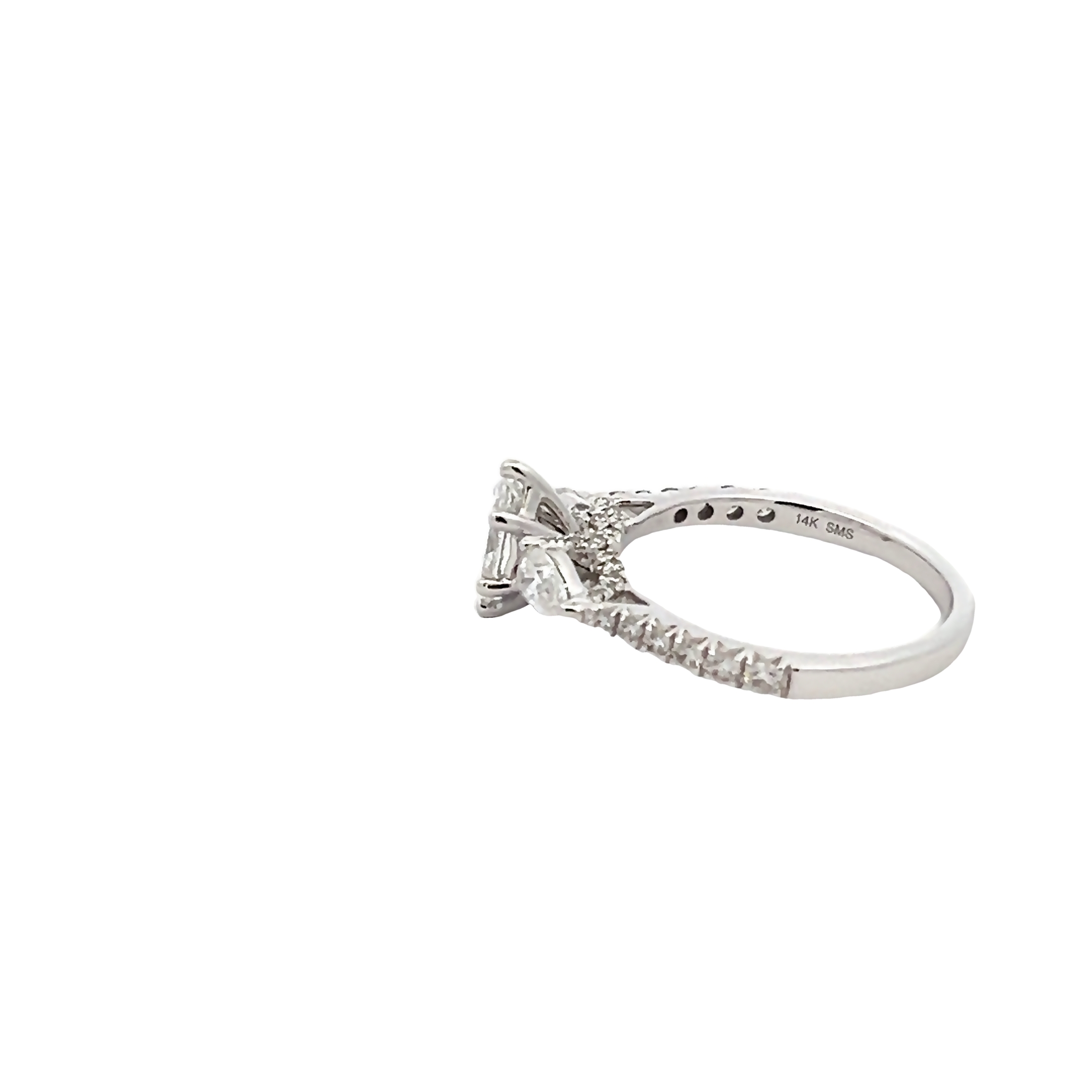 14k White Gold Marquise Accented Engagement Ring