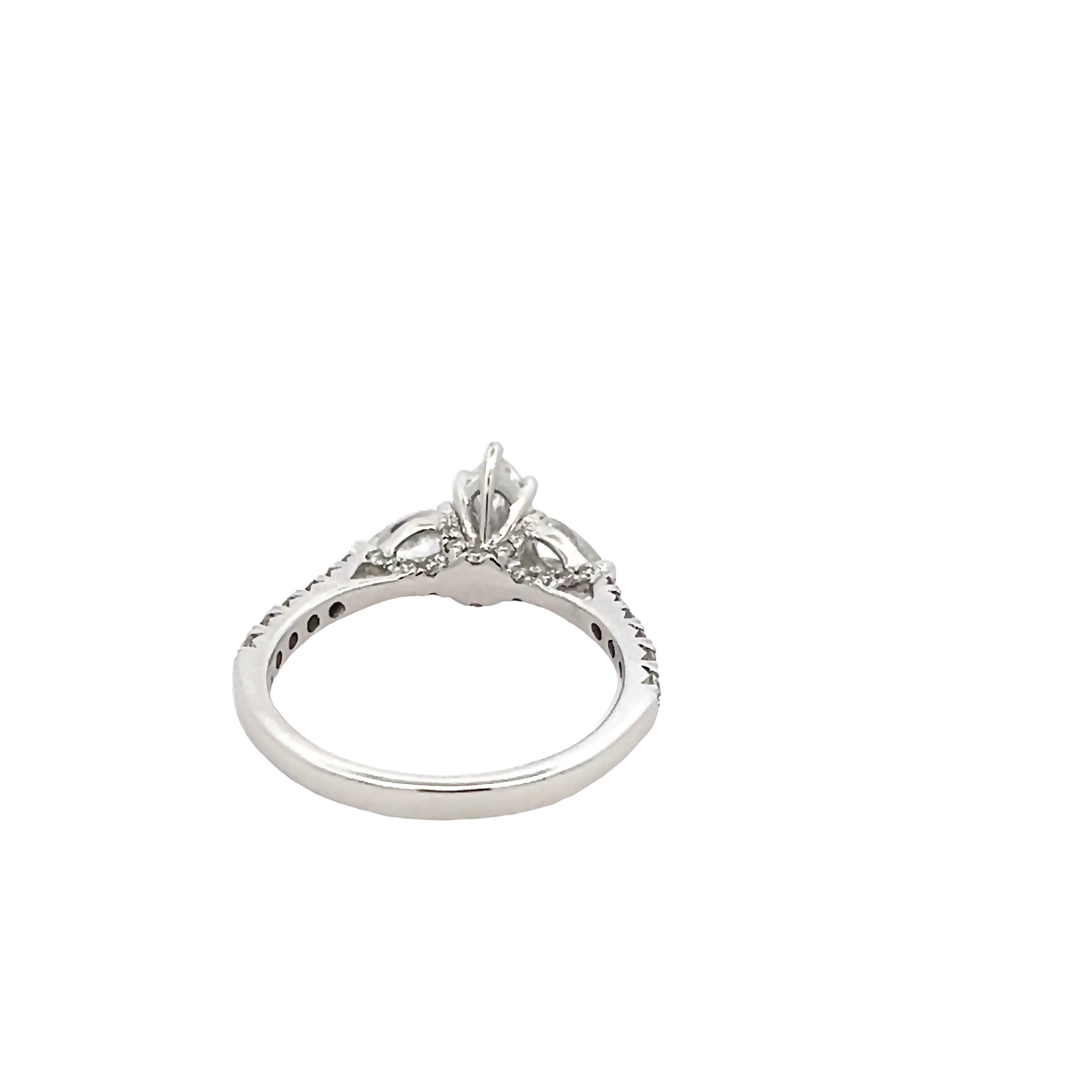 14k White Gold Marquise Accented Engagement Ring