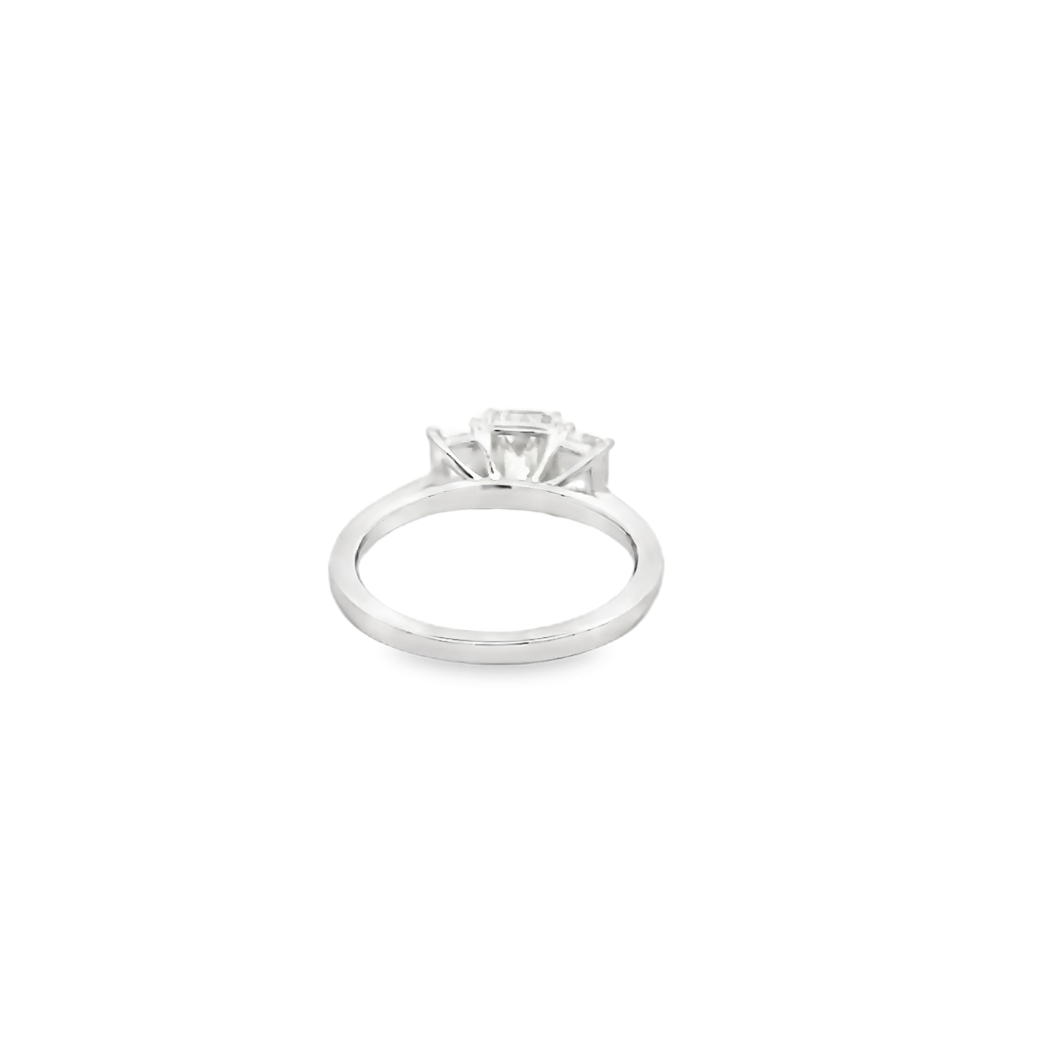 14k Gold Emerald Cut Three Diamond Engagement Ring