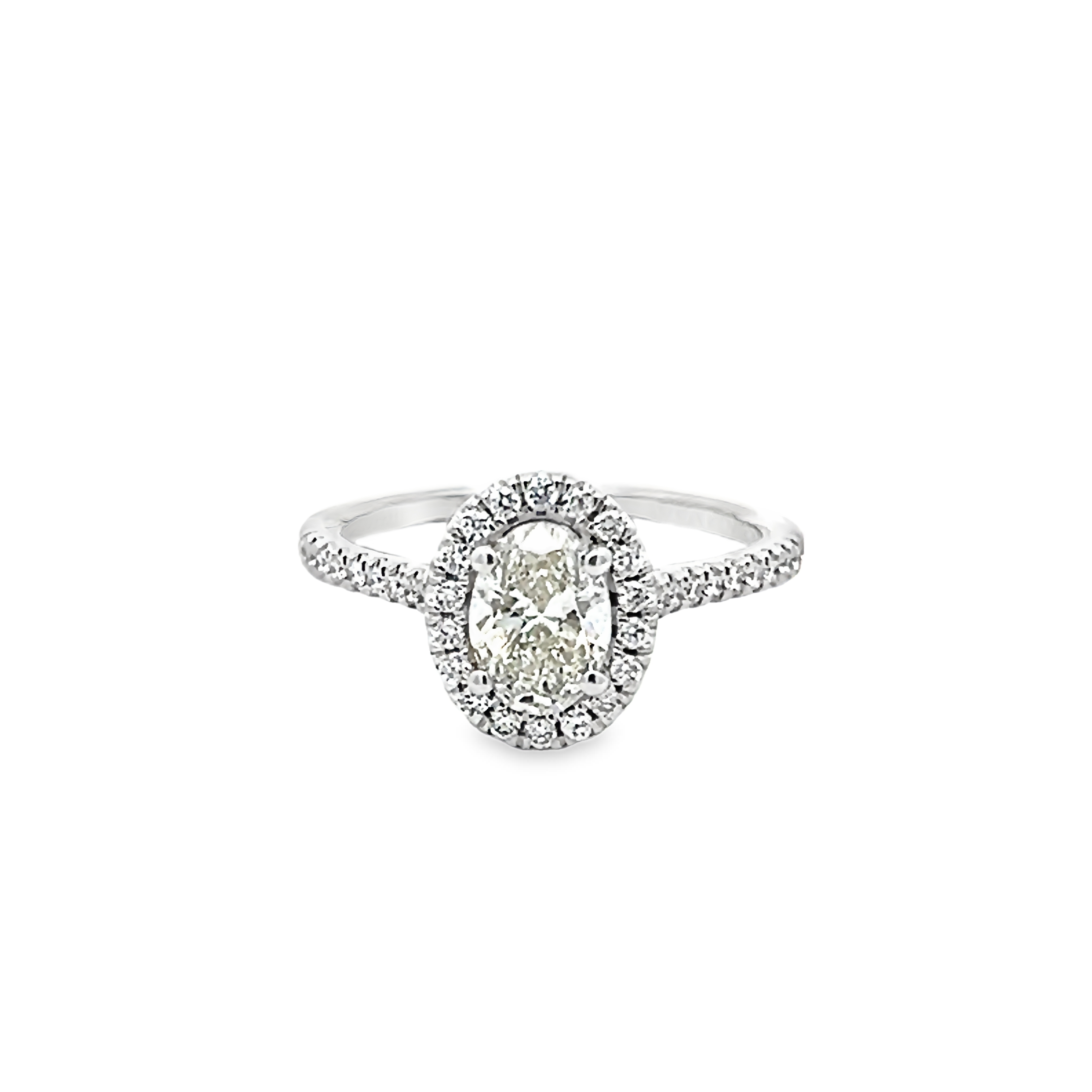 Platinum Oval Halo Engagement Ring