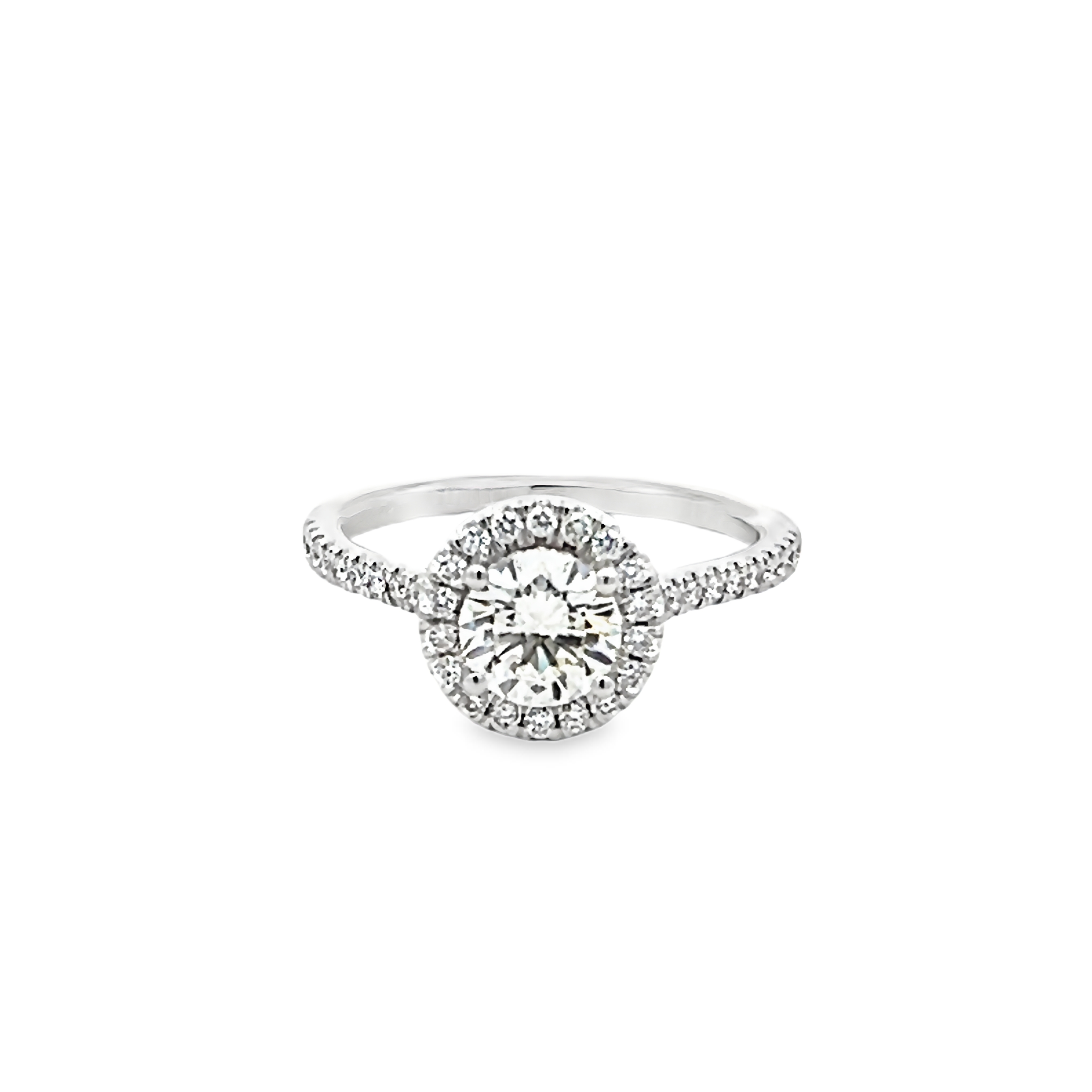 Platinum Halo With Side Accents Engagement Ring