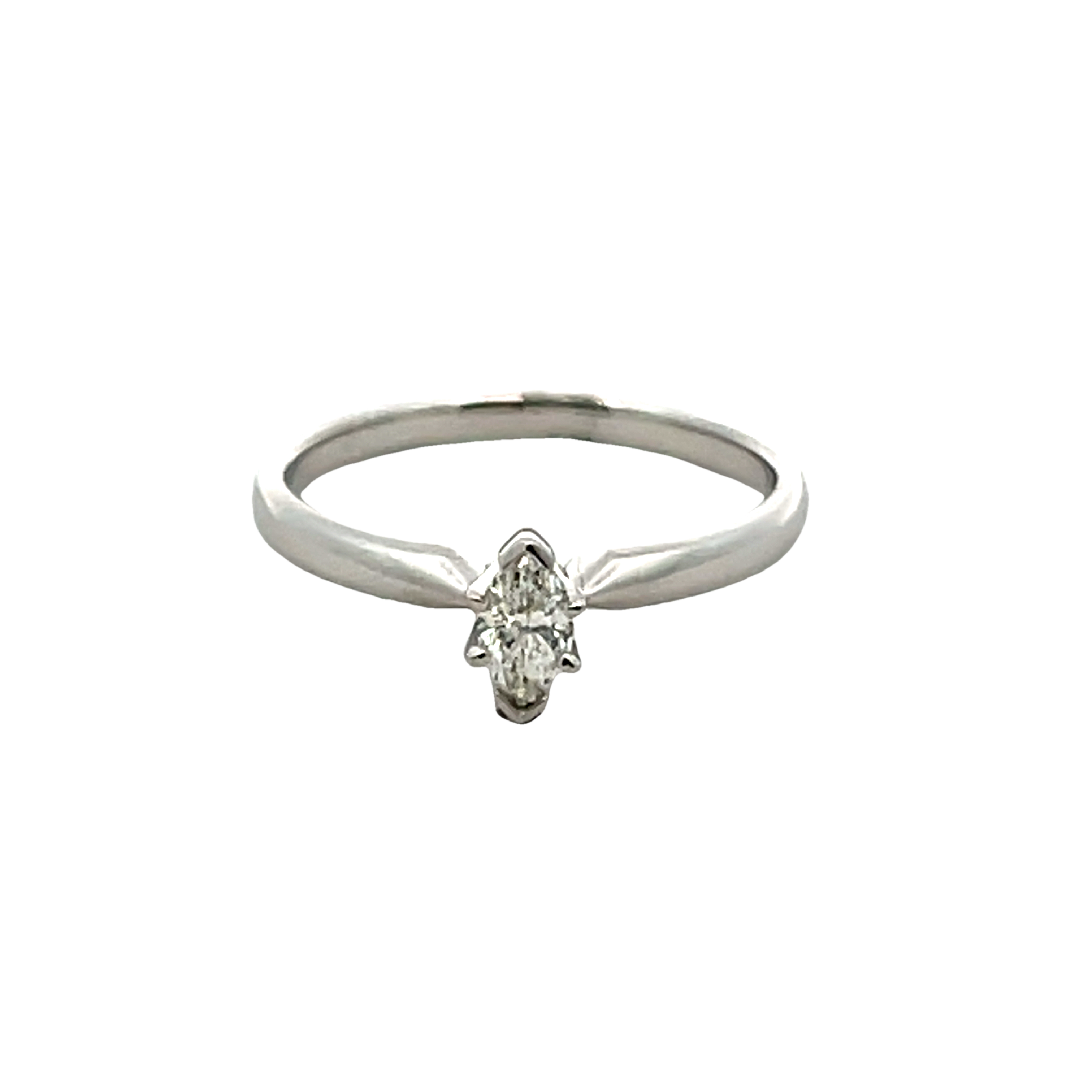 14k White Gold Solitaire Diamond Engagement Ring