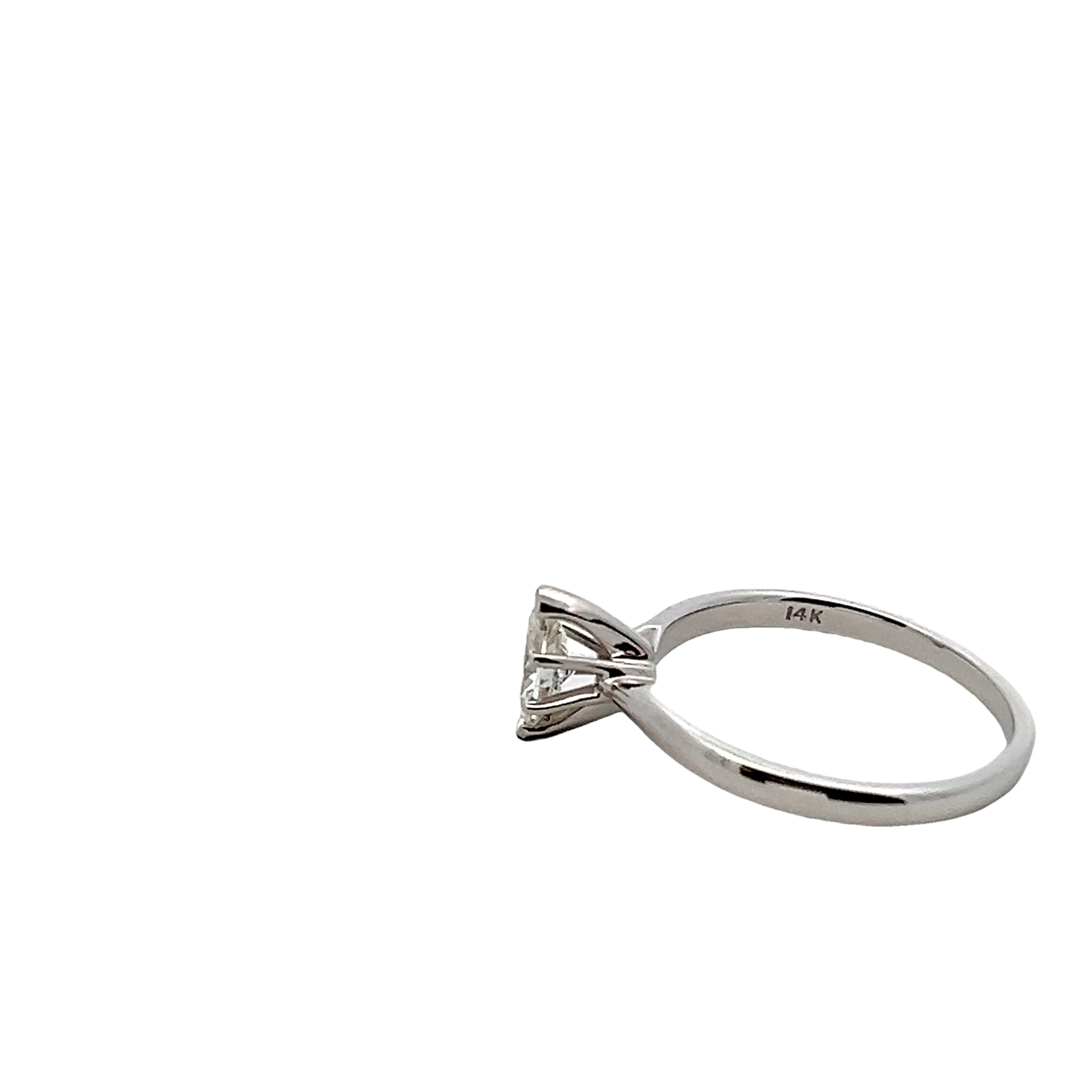 14k White Gold Solitaire Diamond Engagement Ring