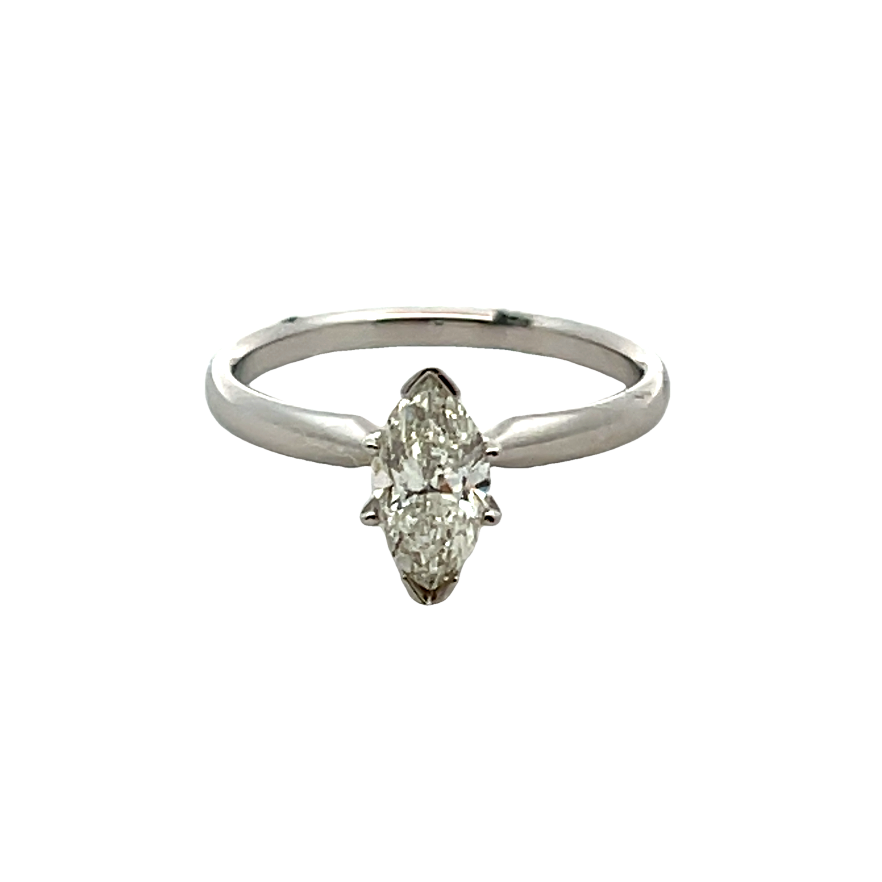 14k White Gold Solitaire Diamond Engagement Ring