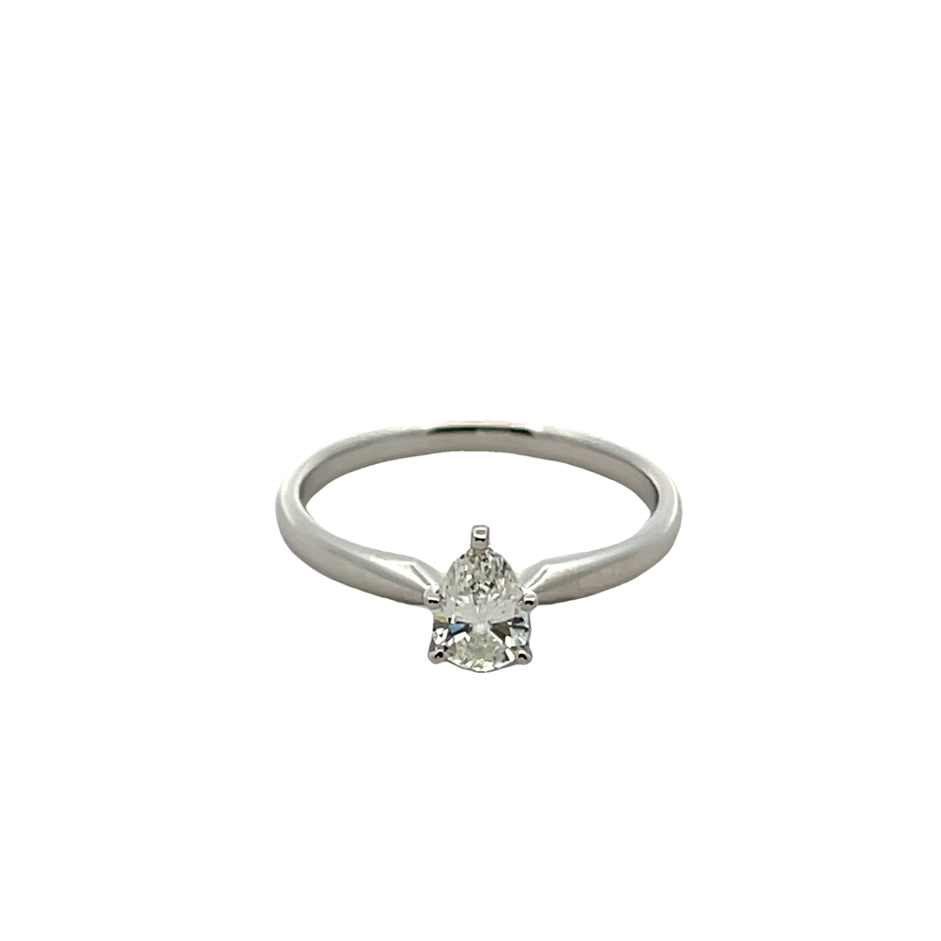 14k White Gold Solitaire Diamond Engagement Ring