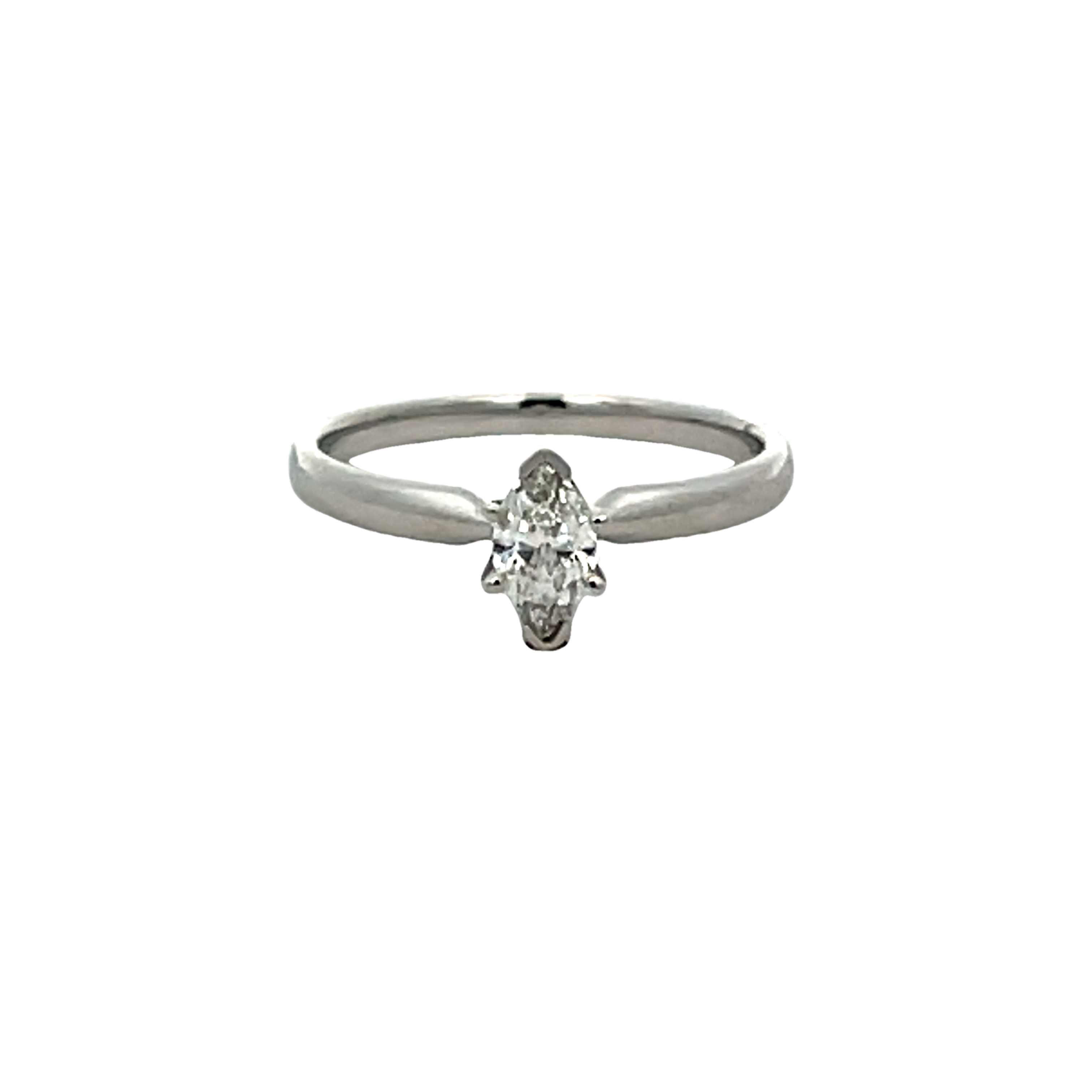 14k White Gold Solitaire Diamond Engagement Ring