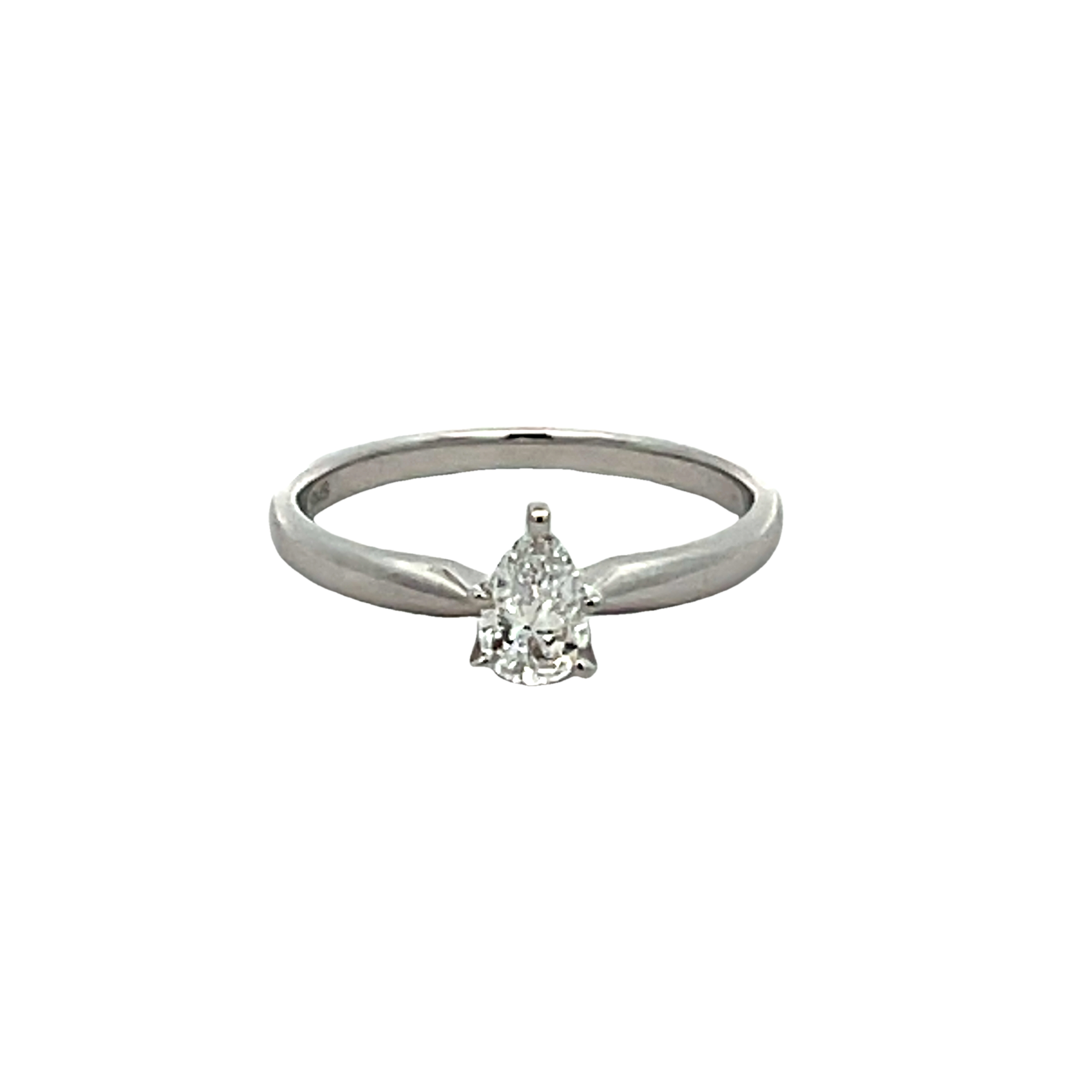 14k White Gold Solitaire Diamond Engagement Ring