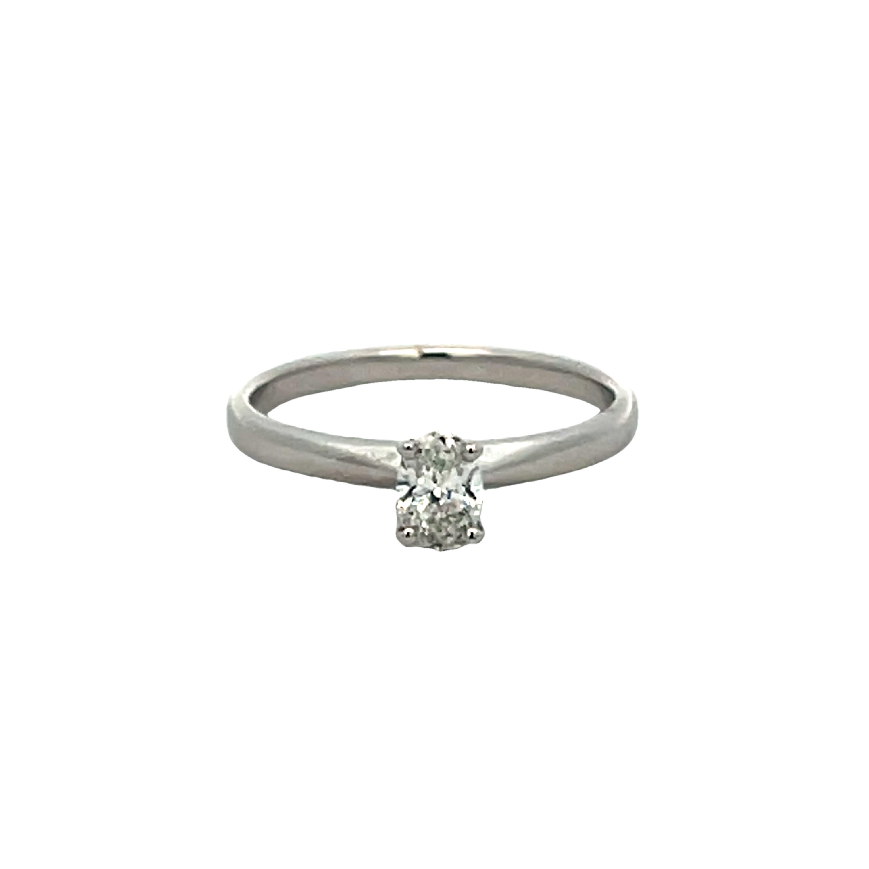 14k White Gold Solitaire Diamond Engagement Ring