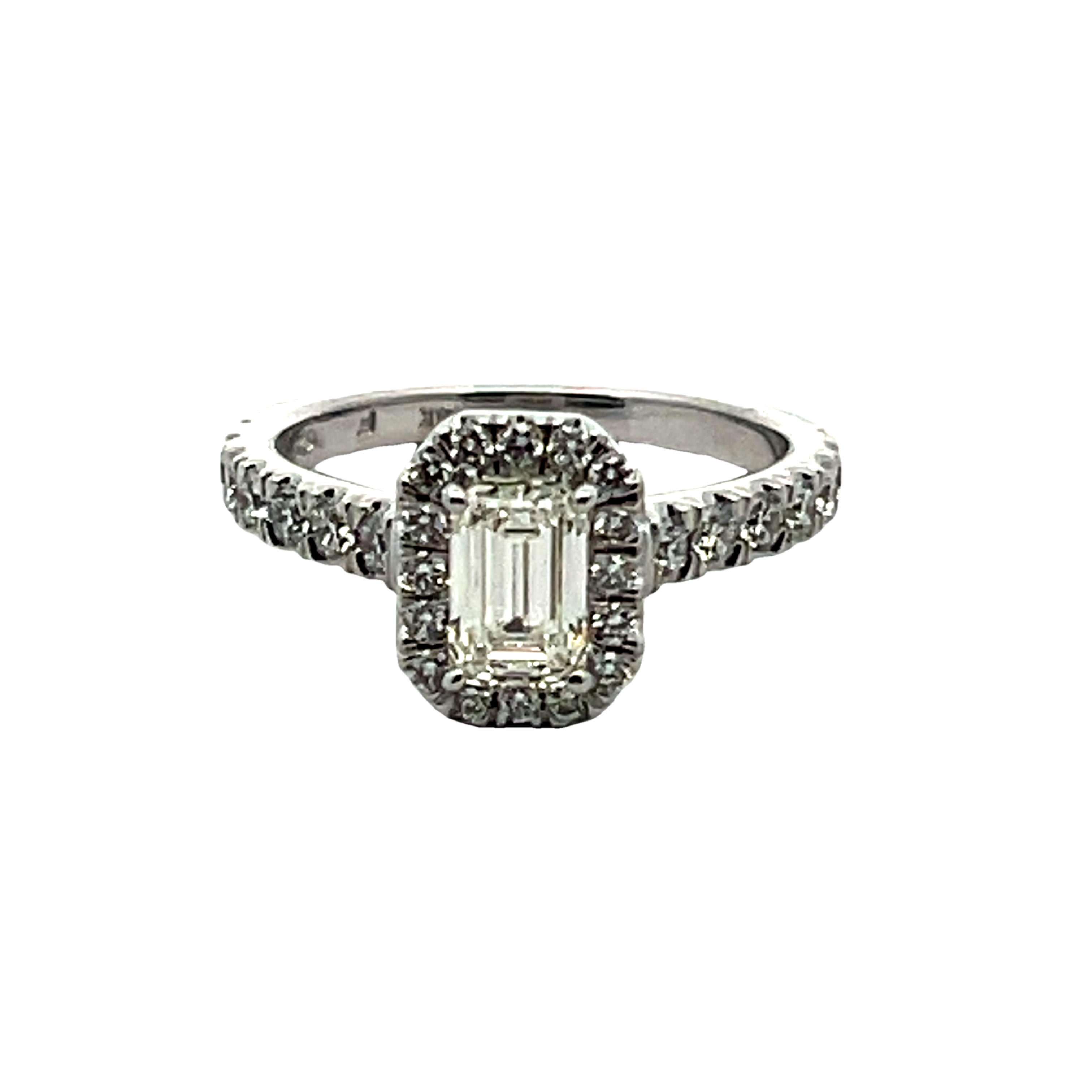 14k White Gold Emerald-cut Diamond Engagement Ring