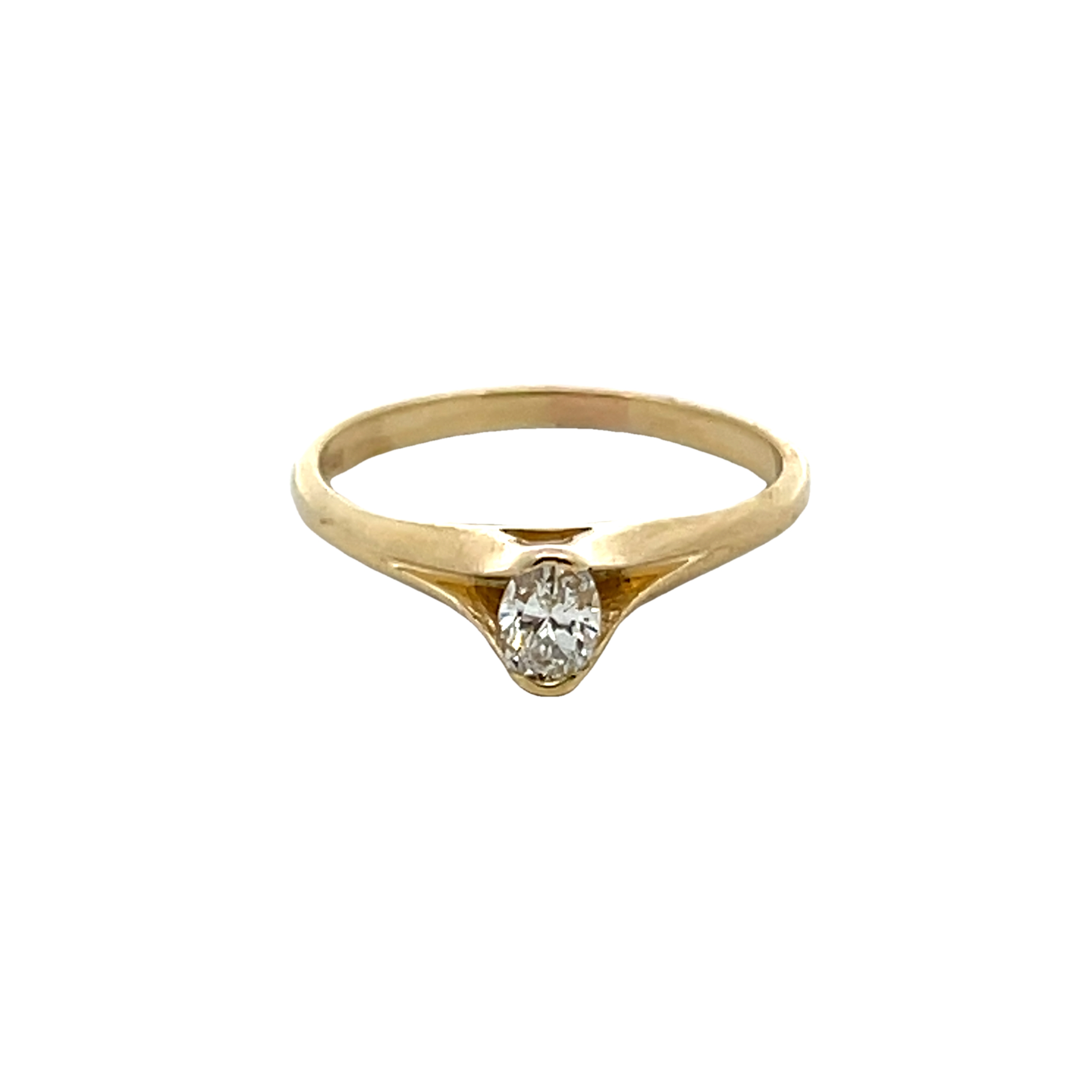 14k Yellow Gold Bezel Set Diamond Engagement Ring