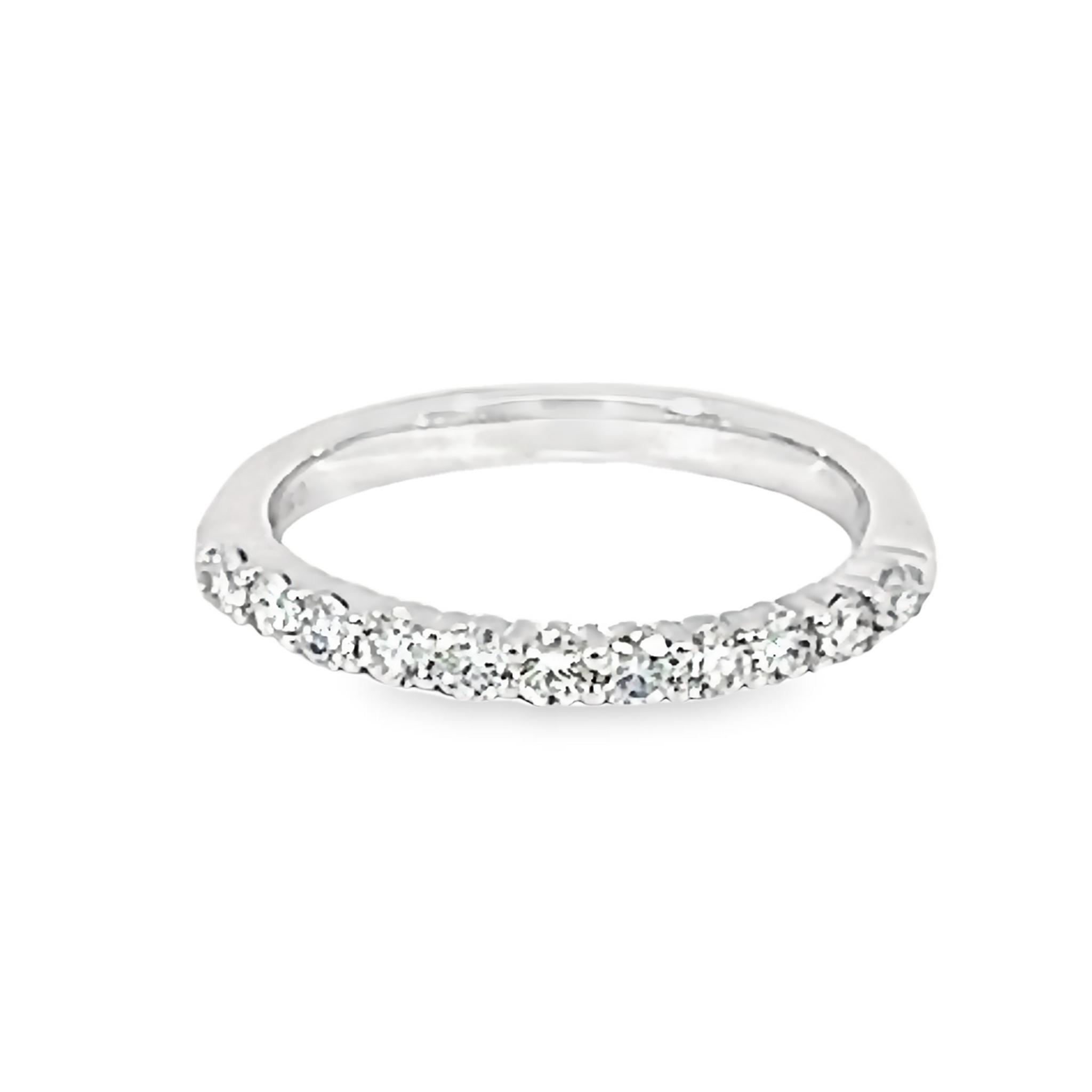 14k White Gold Shared Prong Diamond Wedding Band