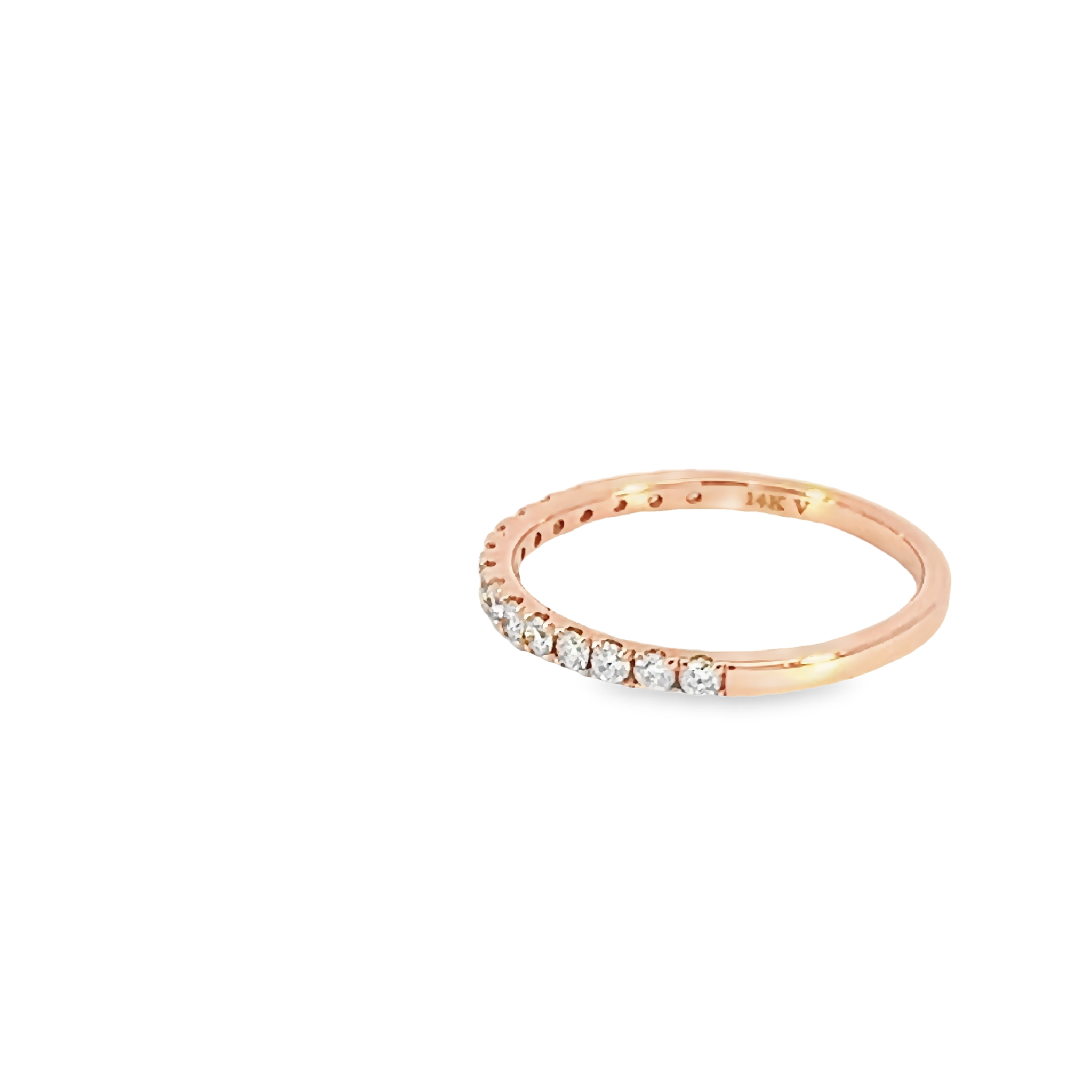 14k Rose Gold Individual Prong Diamond Wedding Band