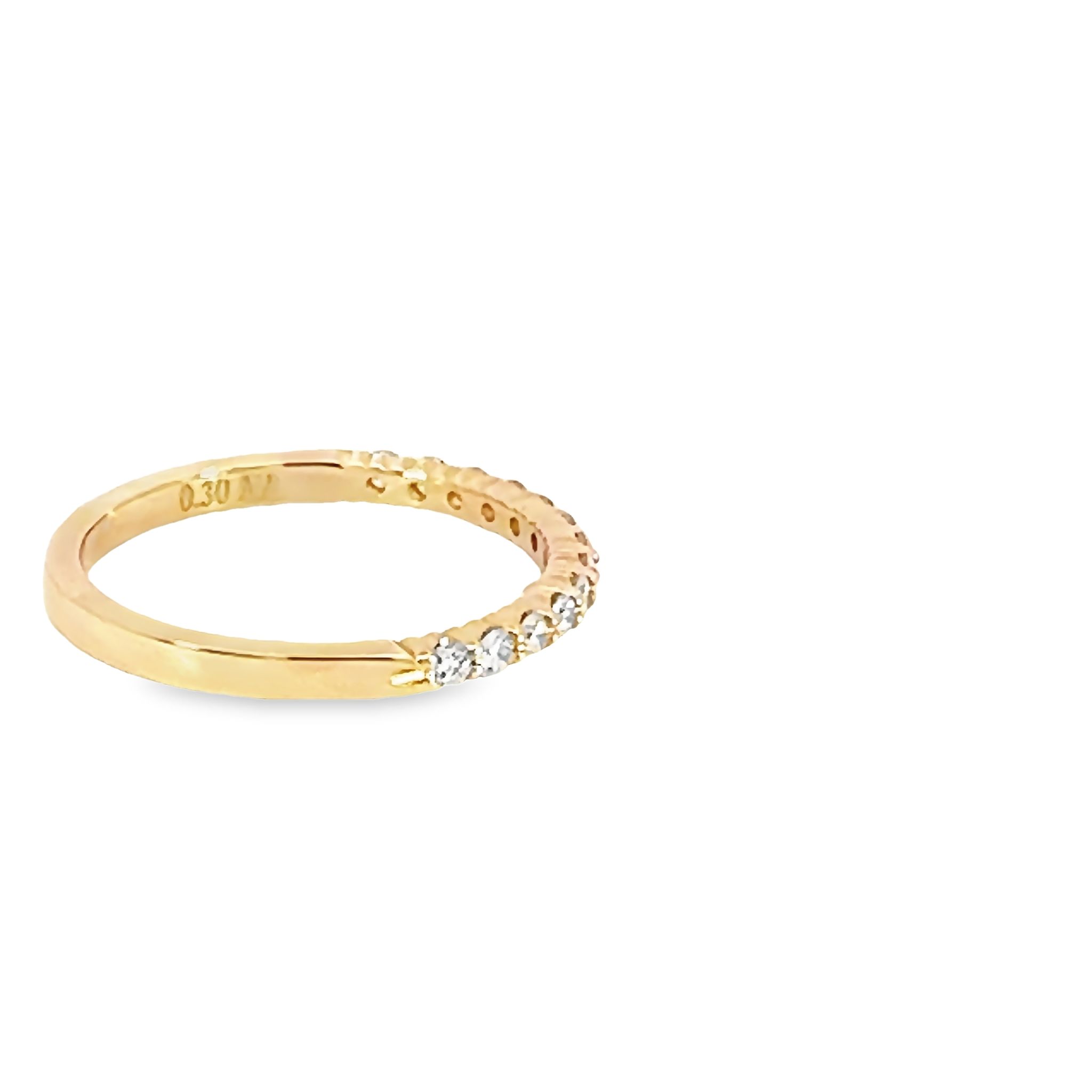 14k Yellow Gold Shared Prong Diamond Wedding Band