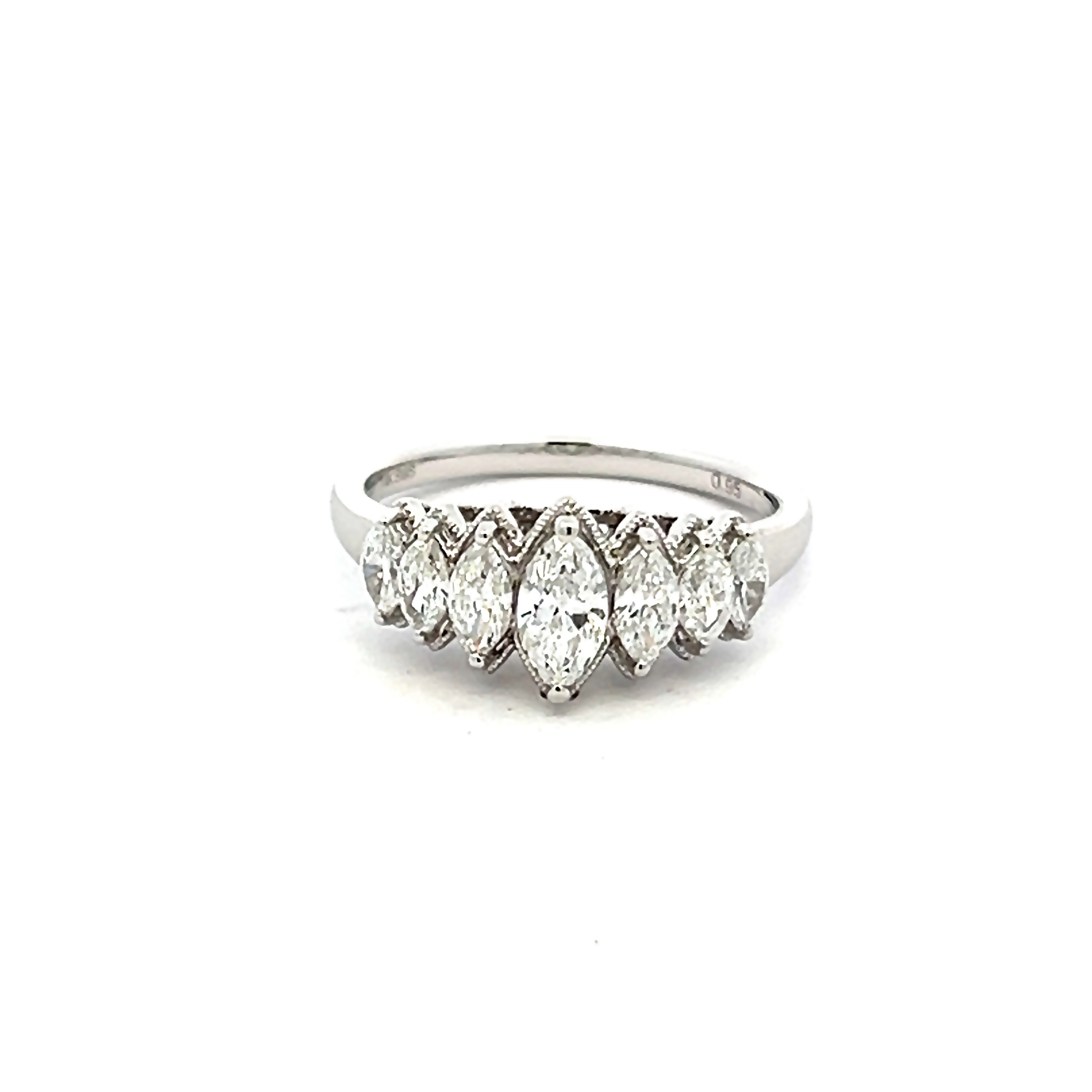 14k White Gold Marquise Diamond Band