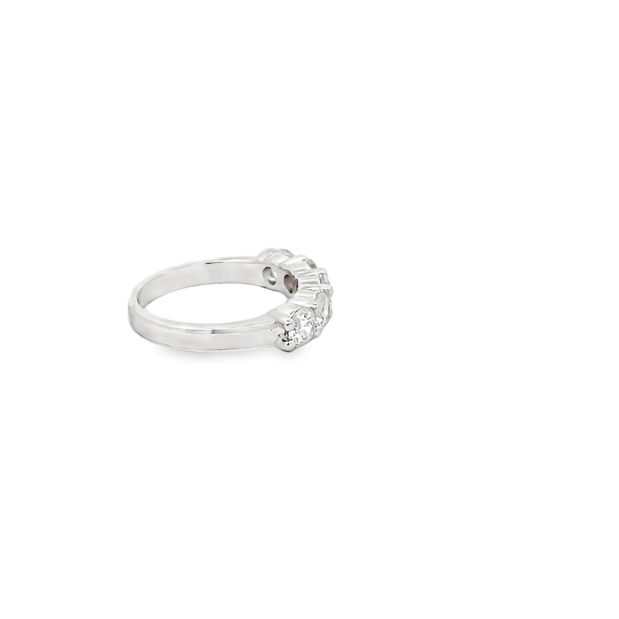 14k White Gold Five Diamond Band