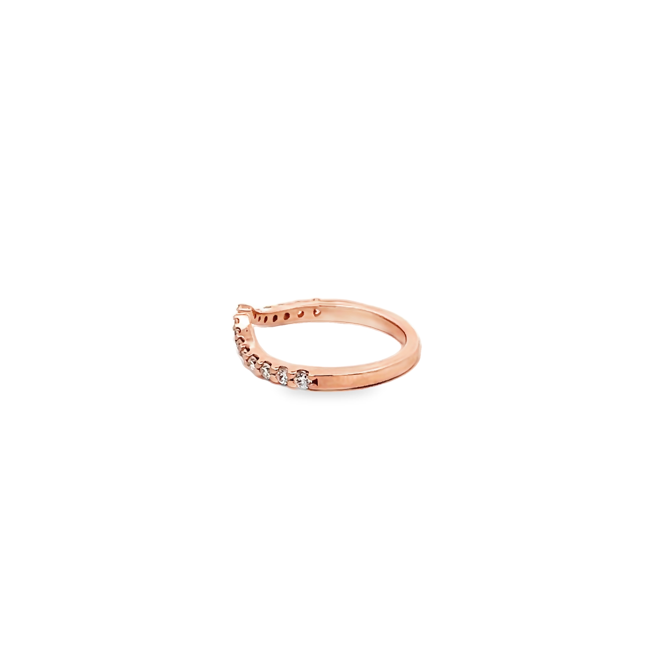 14k Rose Gold Diamond Open Curved Wedding Band