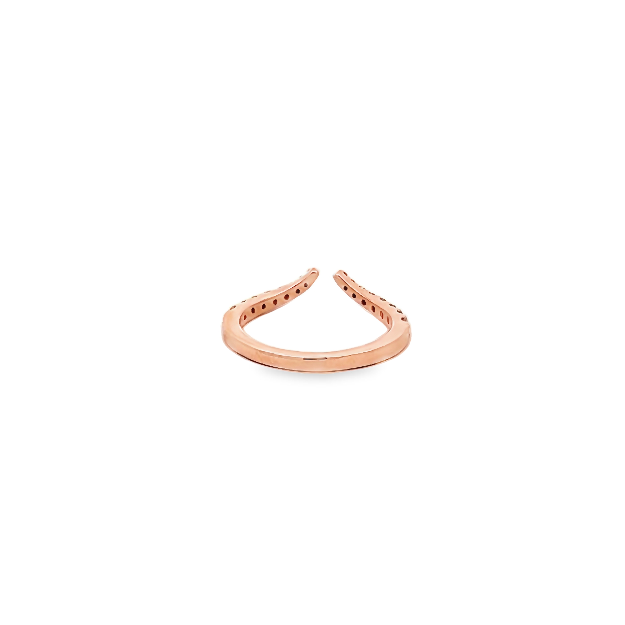 14k Rose Gold Diamond Open Curved Wedding Band