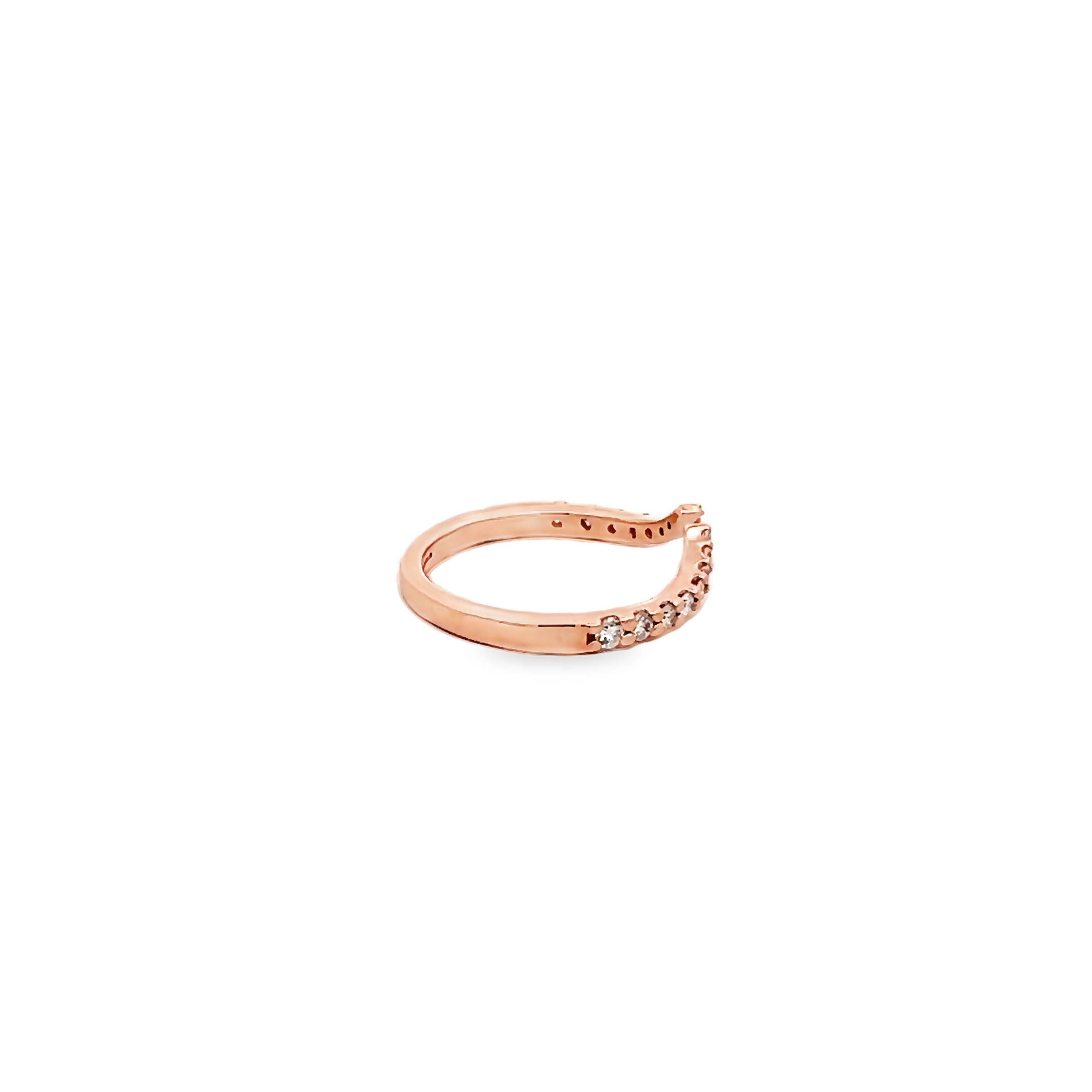 14k Rose Gold Diamond Open Curved Wedding Band