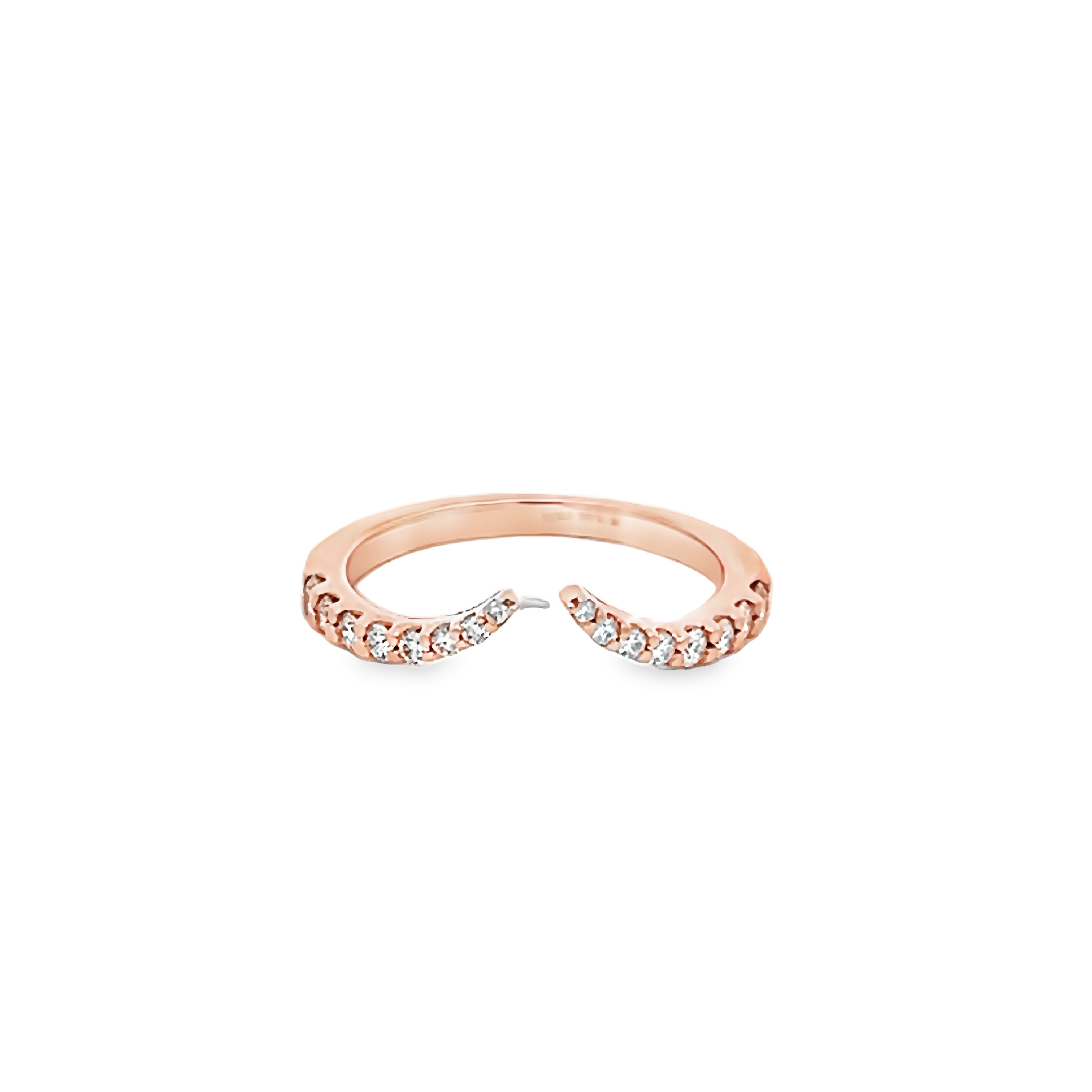 14k Rose Gold Diamond Open Curved Wedding Band