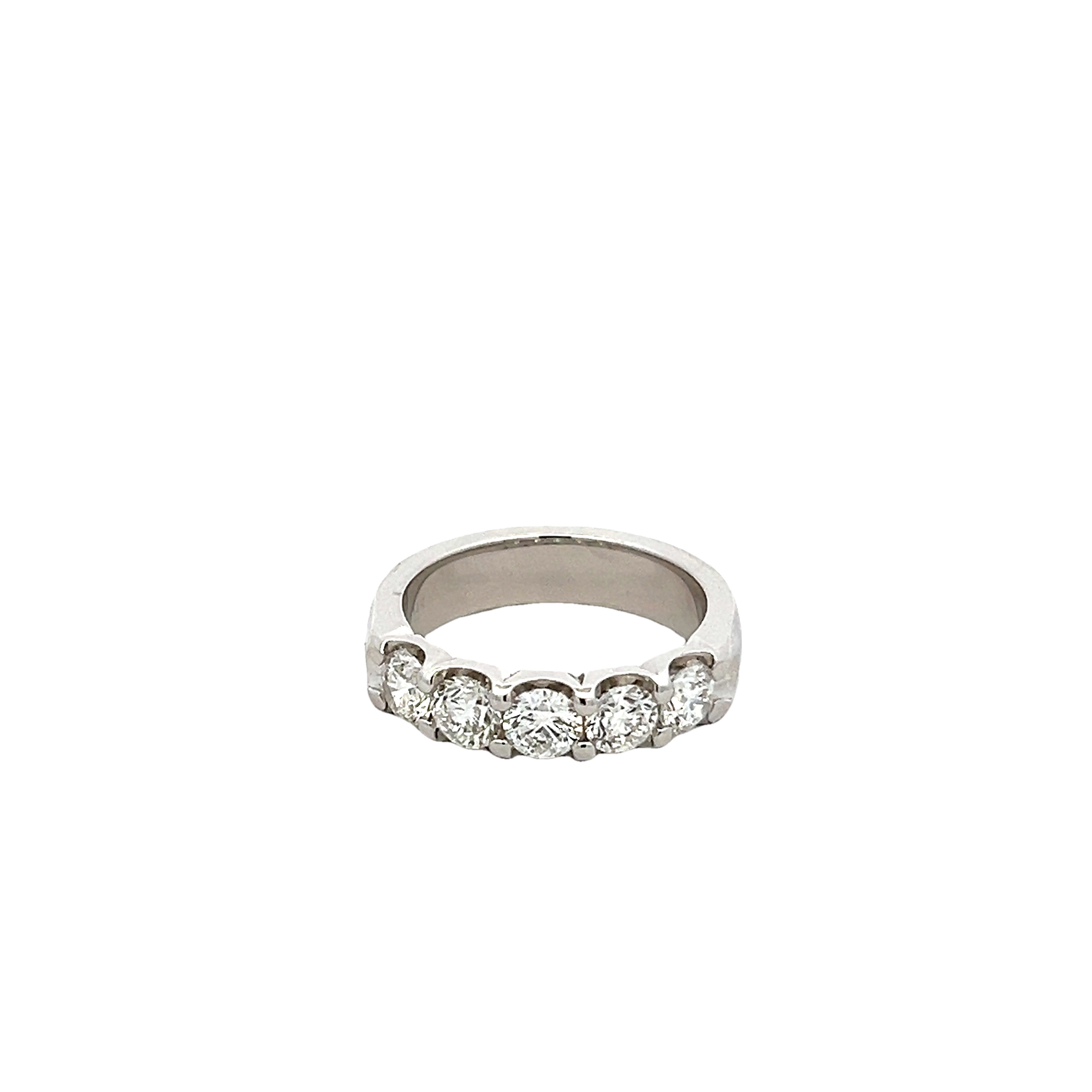 14k White Gold 5 Stone Diamond Band