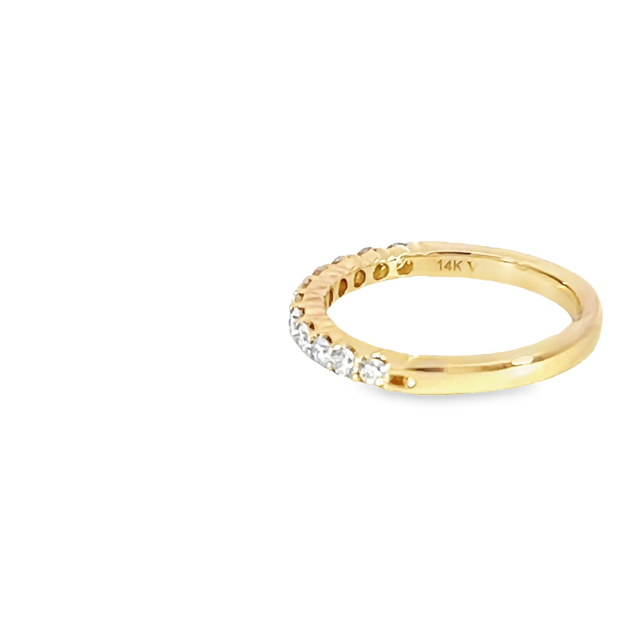 14k Yellow Gold Shared Prong Diamond Wedding Band