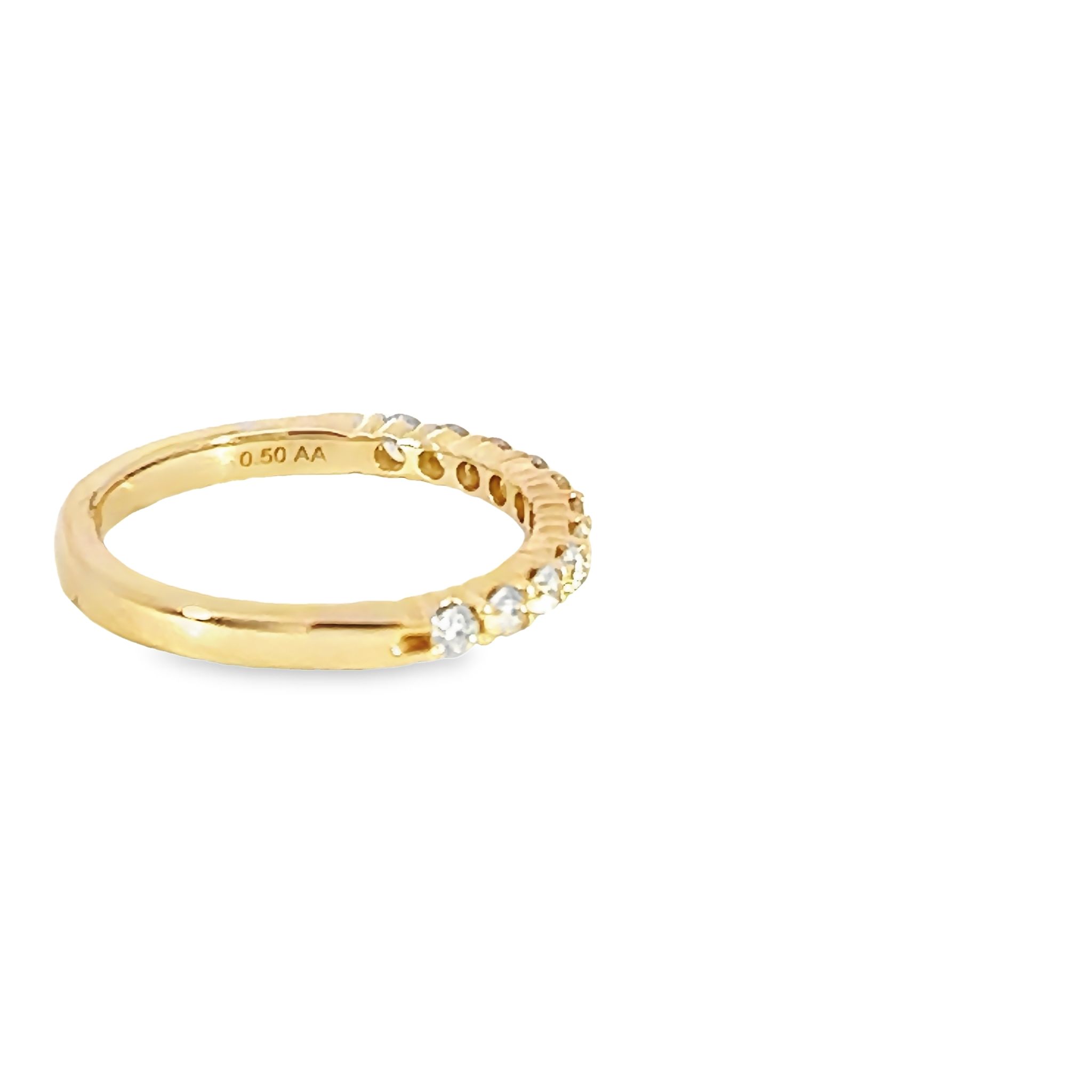 14k Yellow Gold Shared Prong Diamond Wedding Band