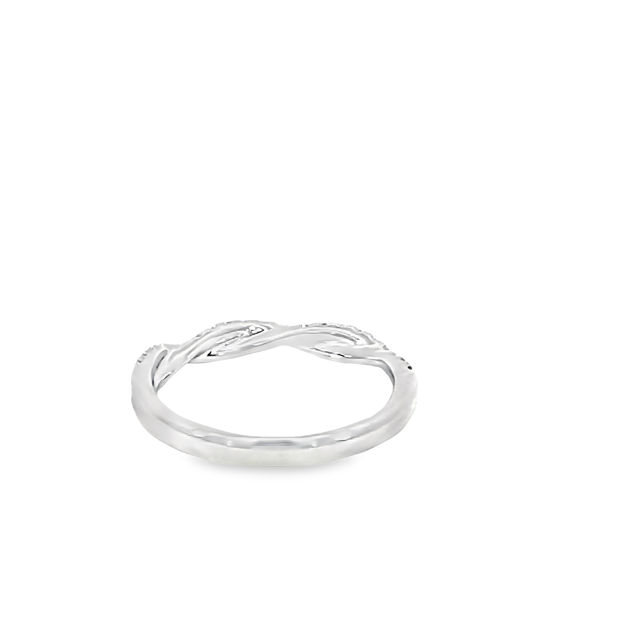 14k White Gold Twist Diamond Wedding Band