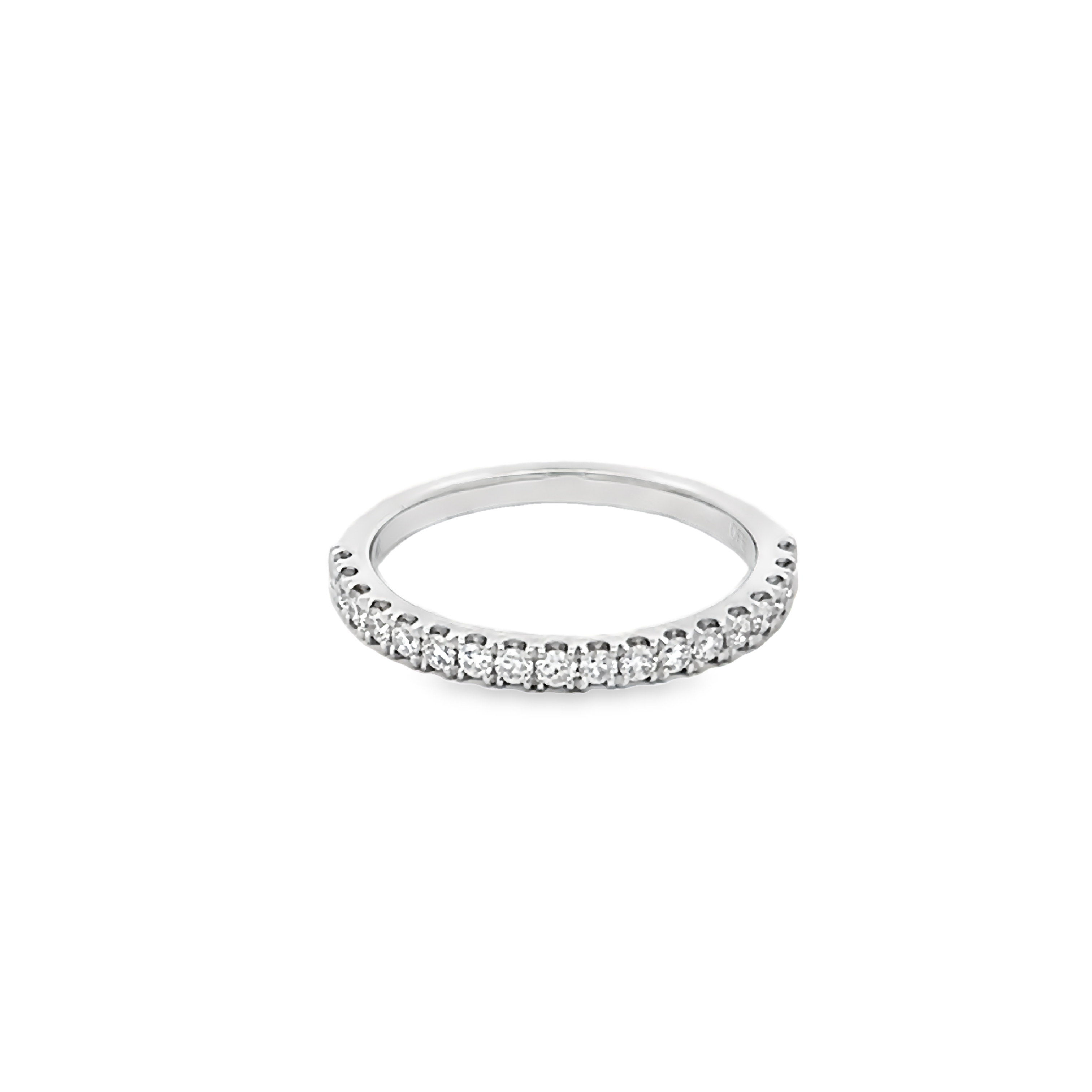 14k White Gold Individual Prong Diamond Wedding Band