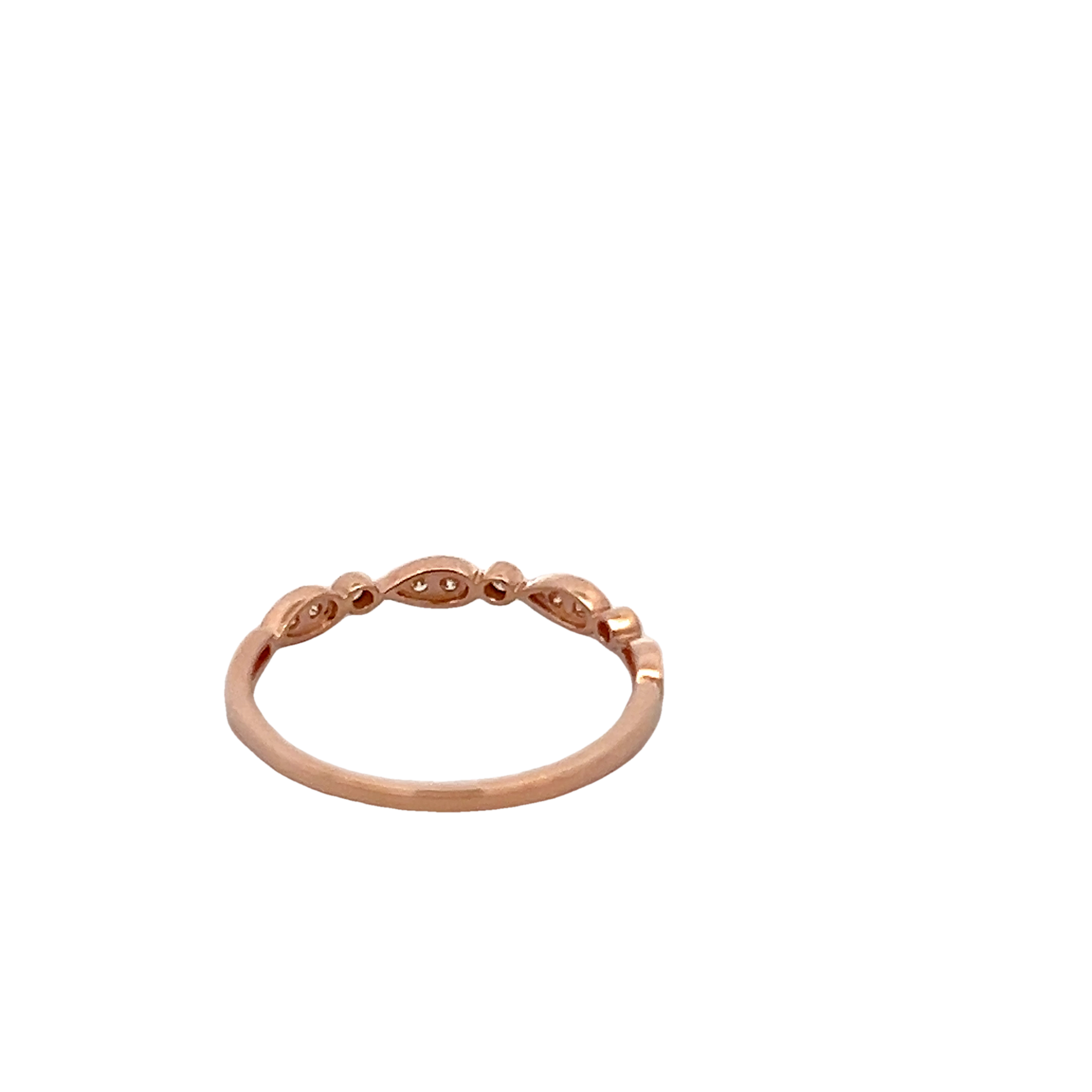 14k Rose Gold Round And Pear Diamond Wedding Band