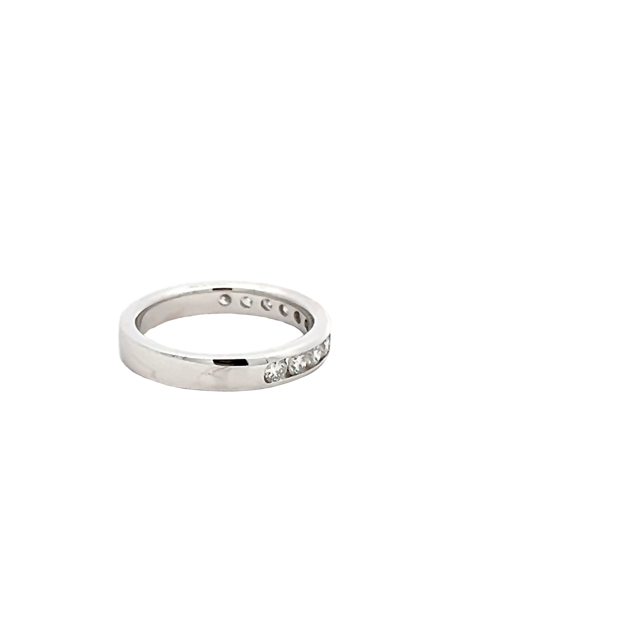 14k White Gold Channel Set Diamond Wedding Band