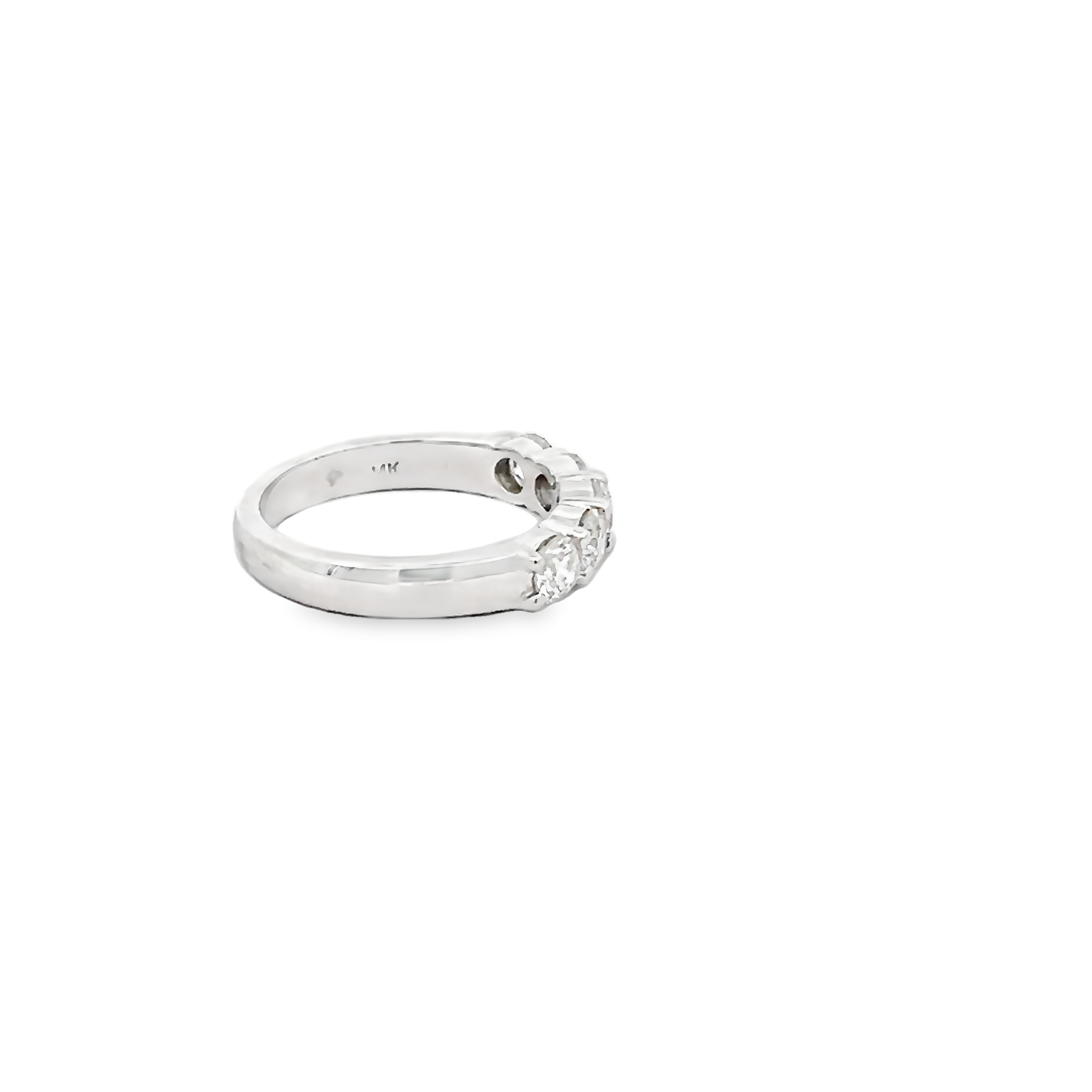 14k White Gold Five Diamond Ring