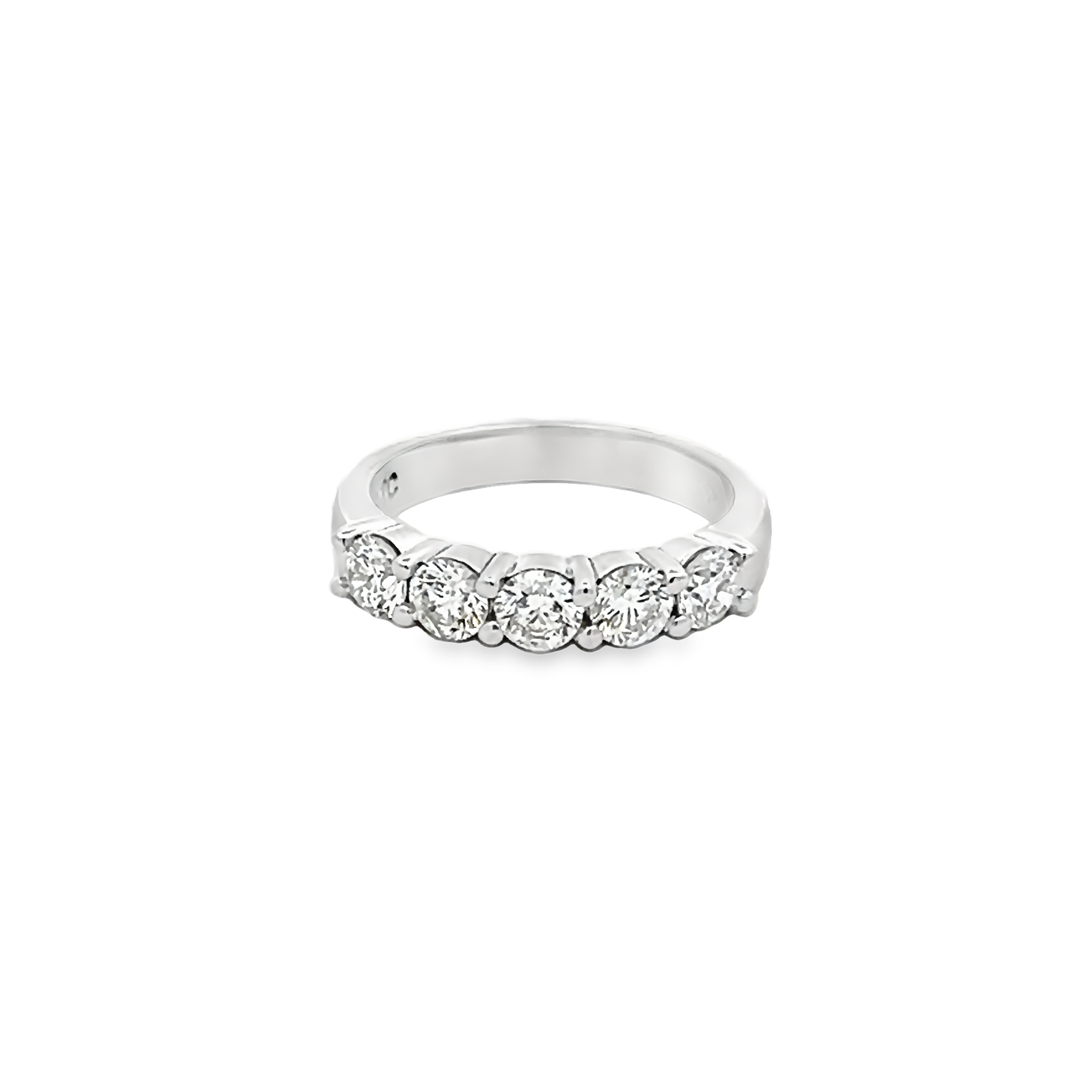 14k White Gold Five Diamond Ring