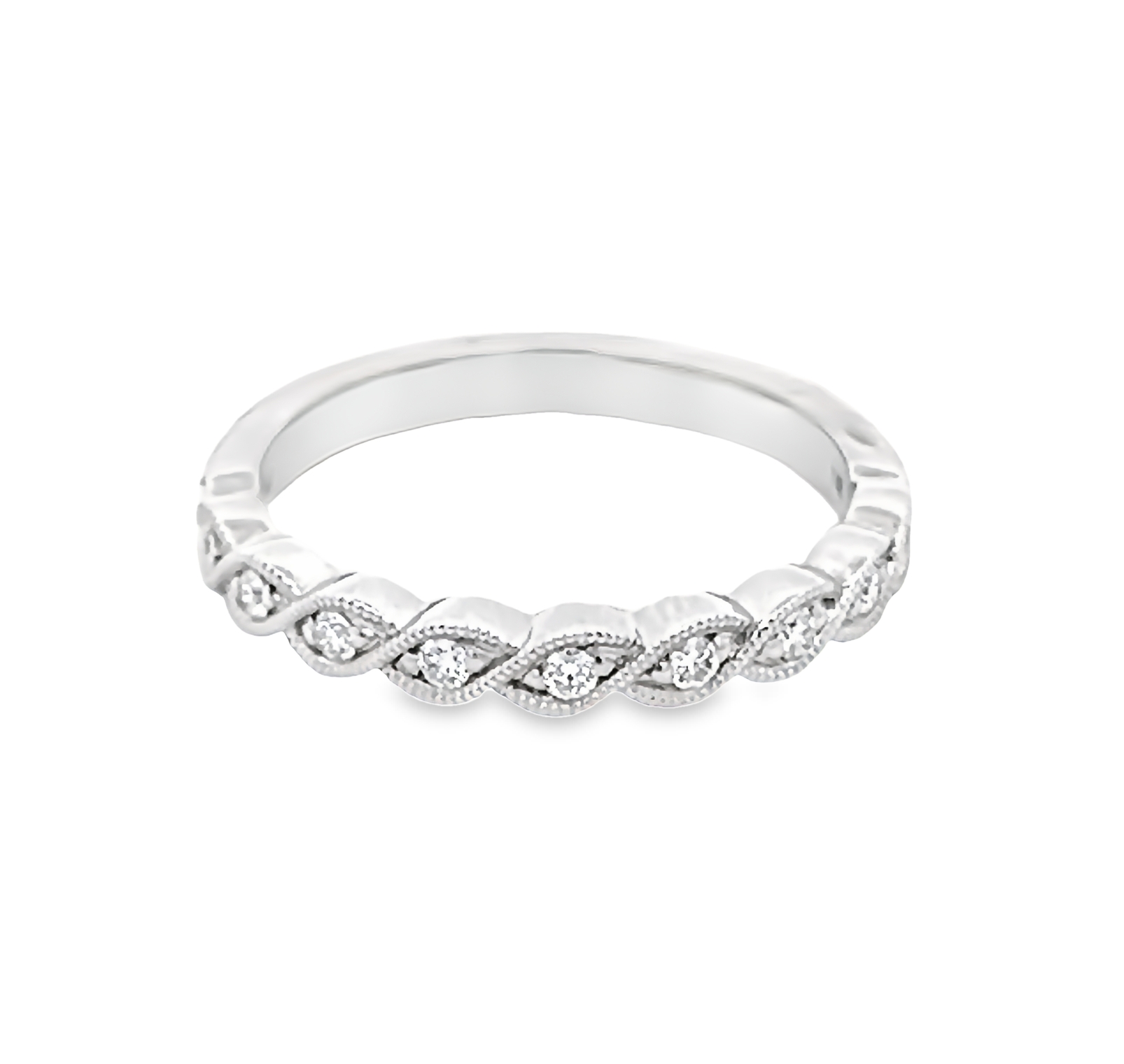 14k White Gold Diamond Wedding Band