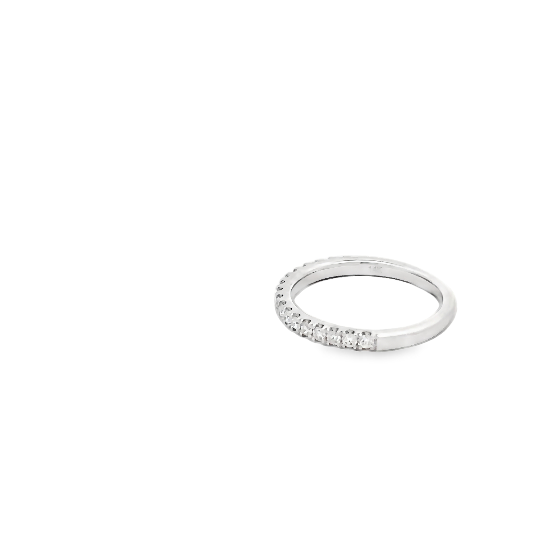 14k White Gold Individual Prong Diamond Wedding Band