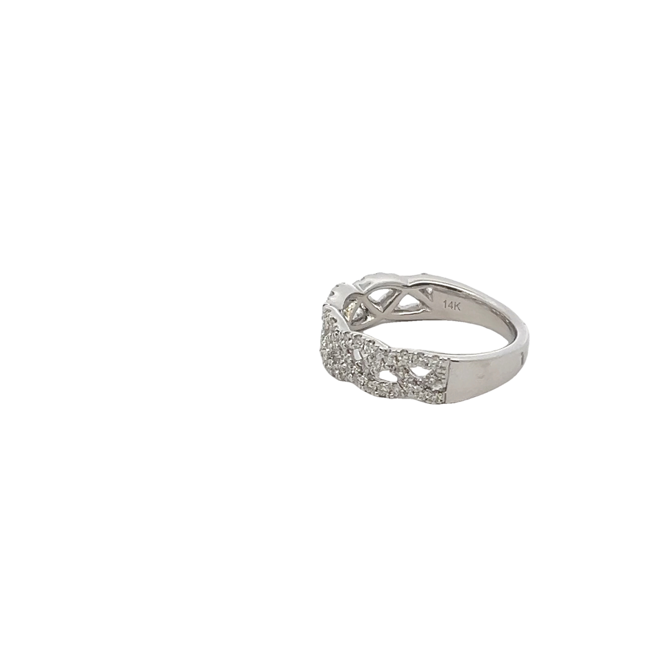 14k White Gold Diamond Twist Wedding Band