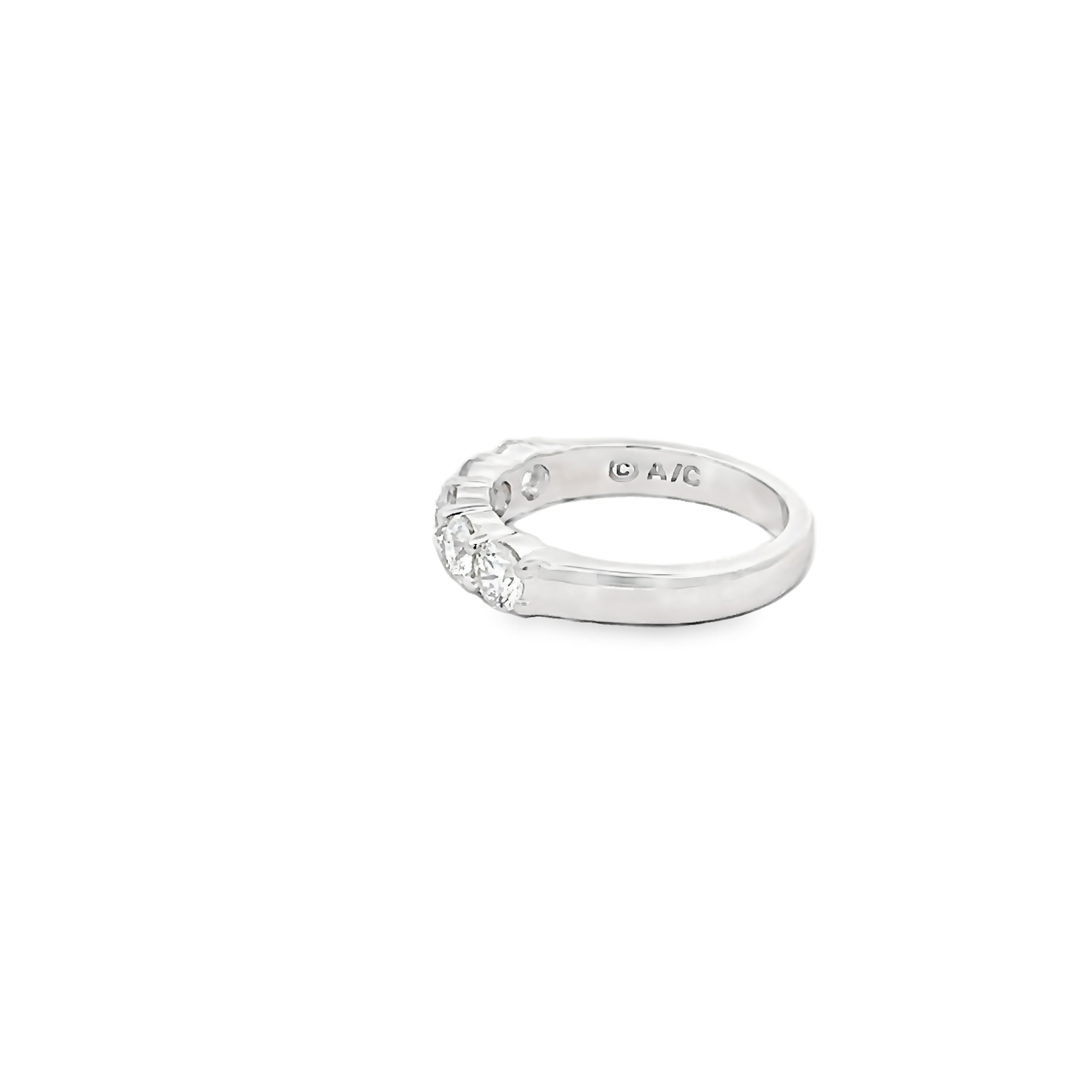 14k White Gold Five Diamond Wedding Band