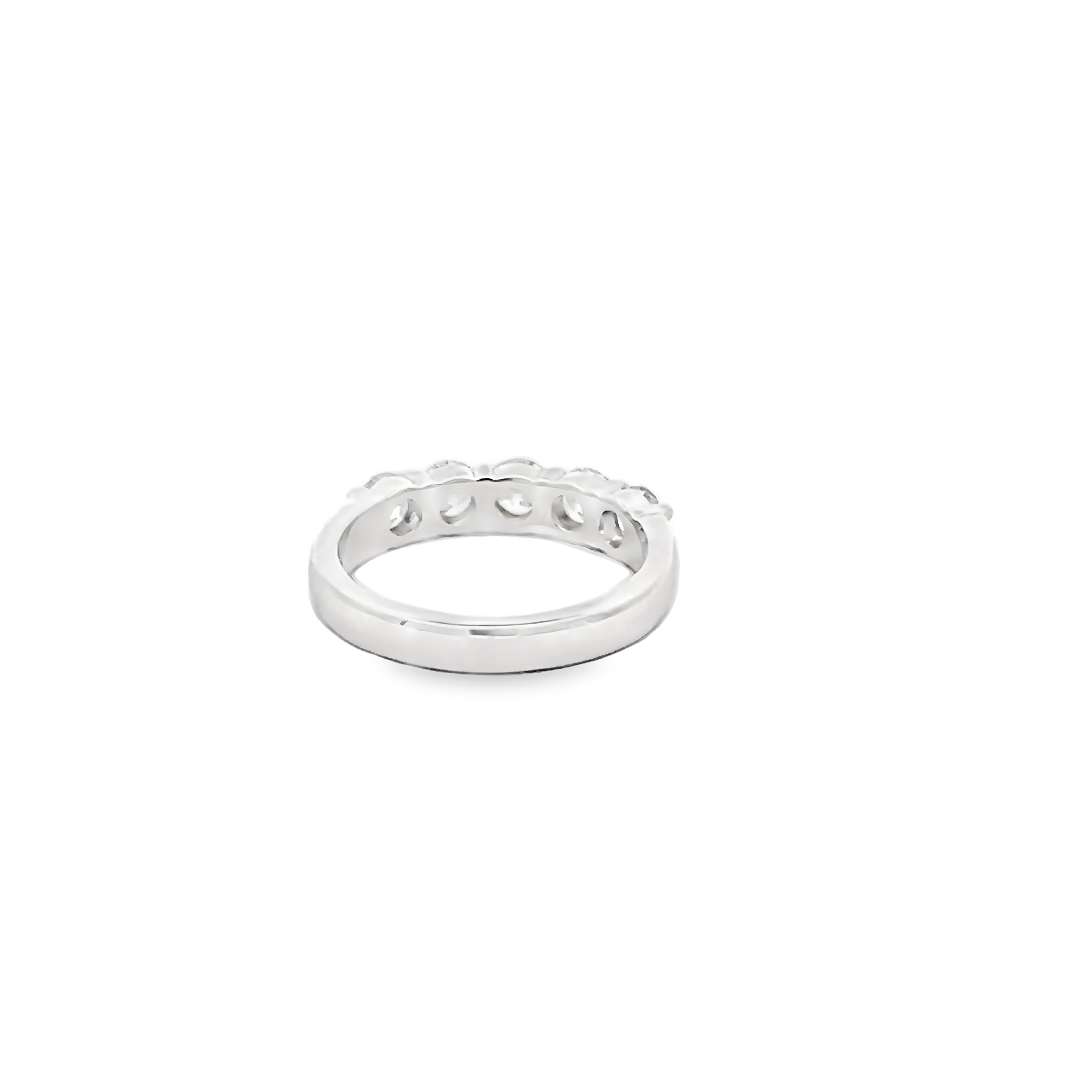 14k White Gold Five Diamond Wedding Band