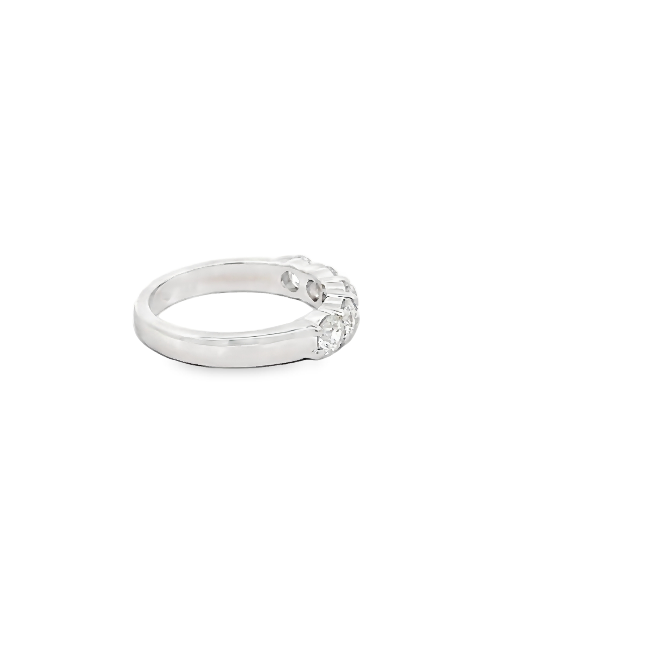 14k White Gold Five Diamond Wedding Band