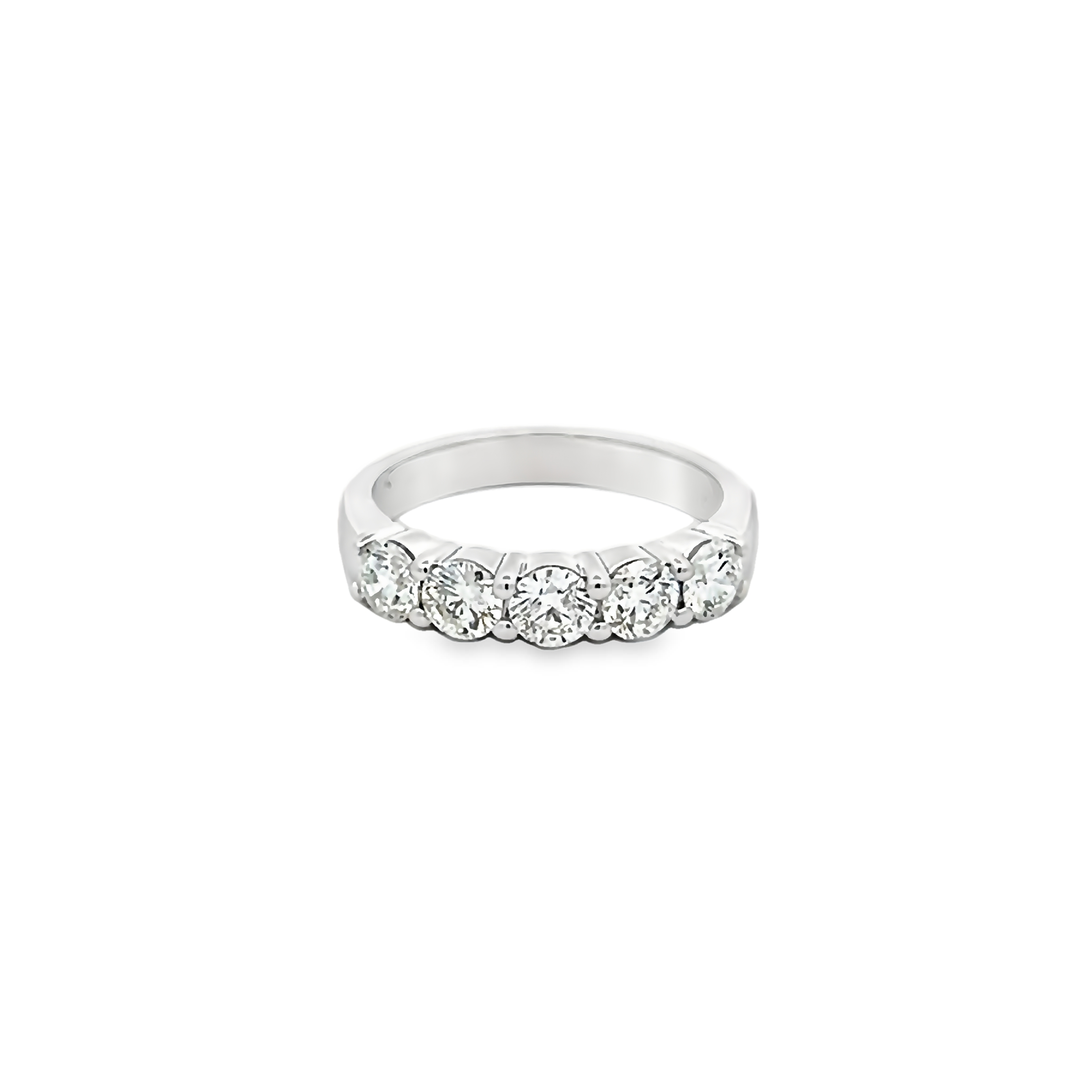 14k White Gold Five Diamond Wedding Band