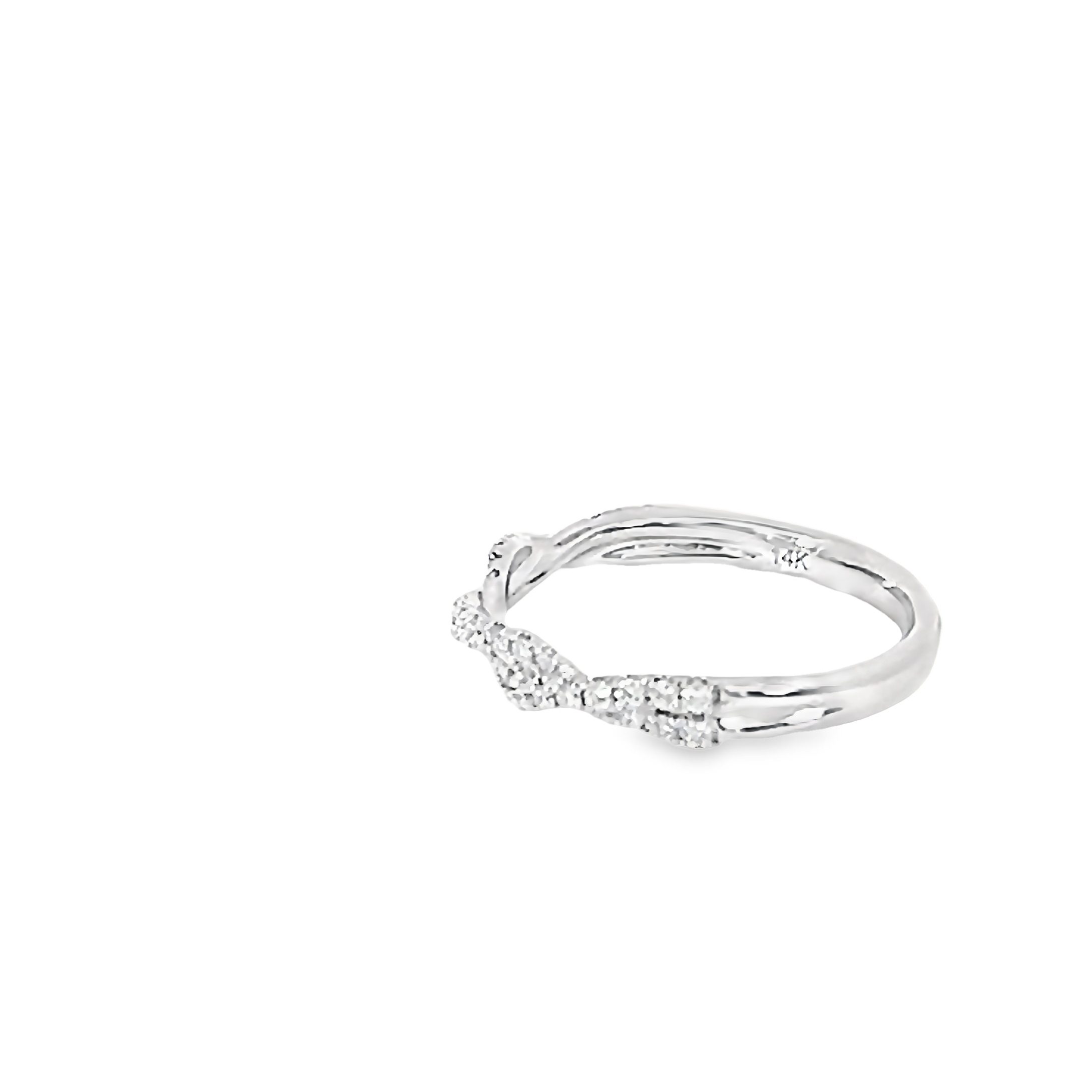 14k White Gold Twist Diamond Wedding Band