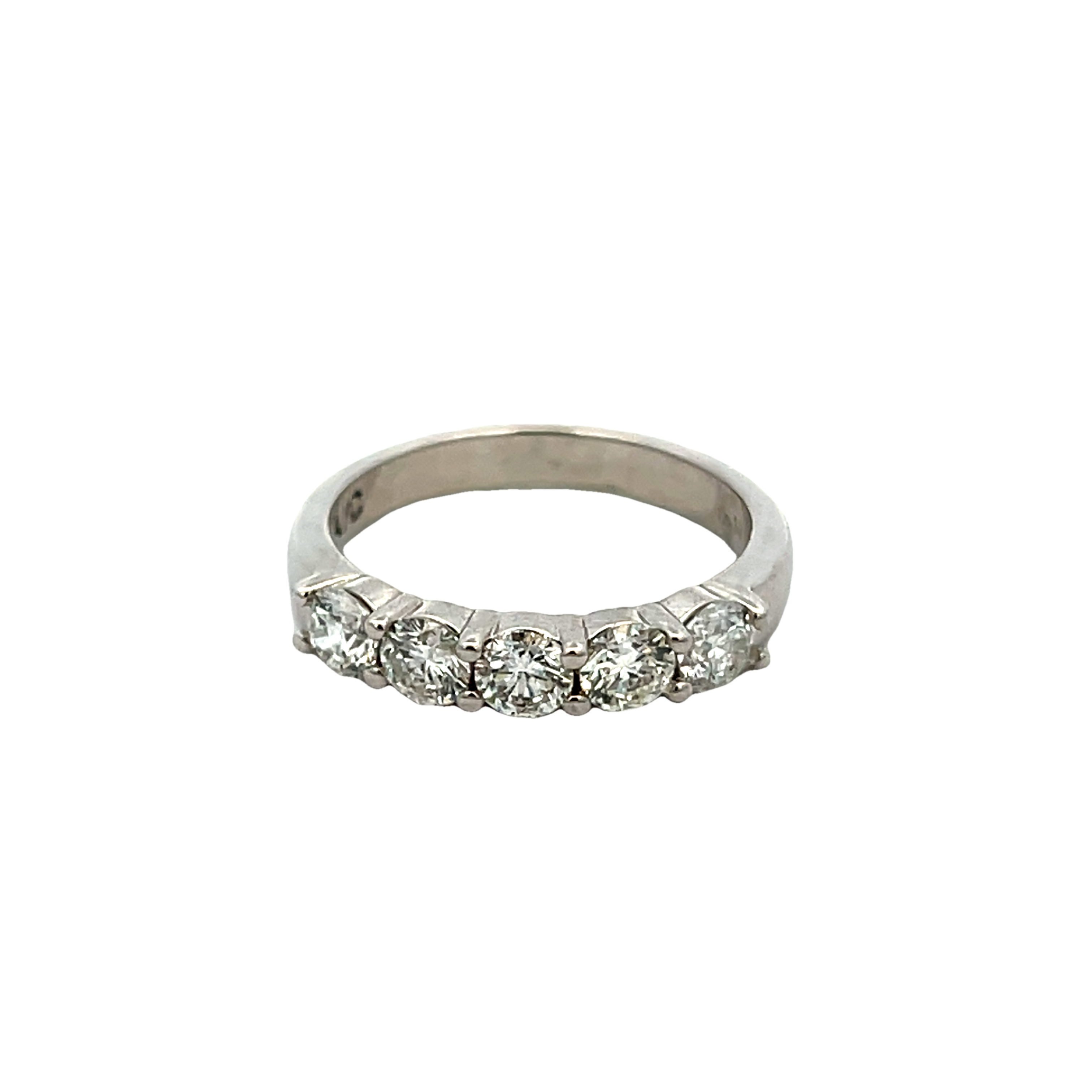 14k White Gold Five Diamond Wedding Band