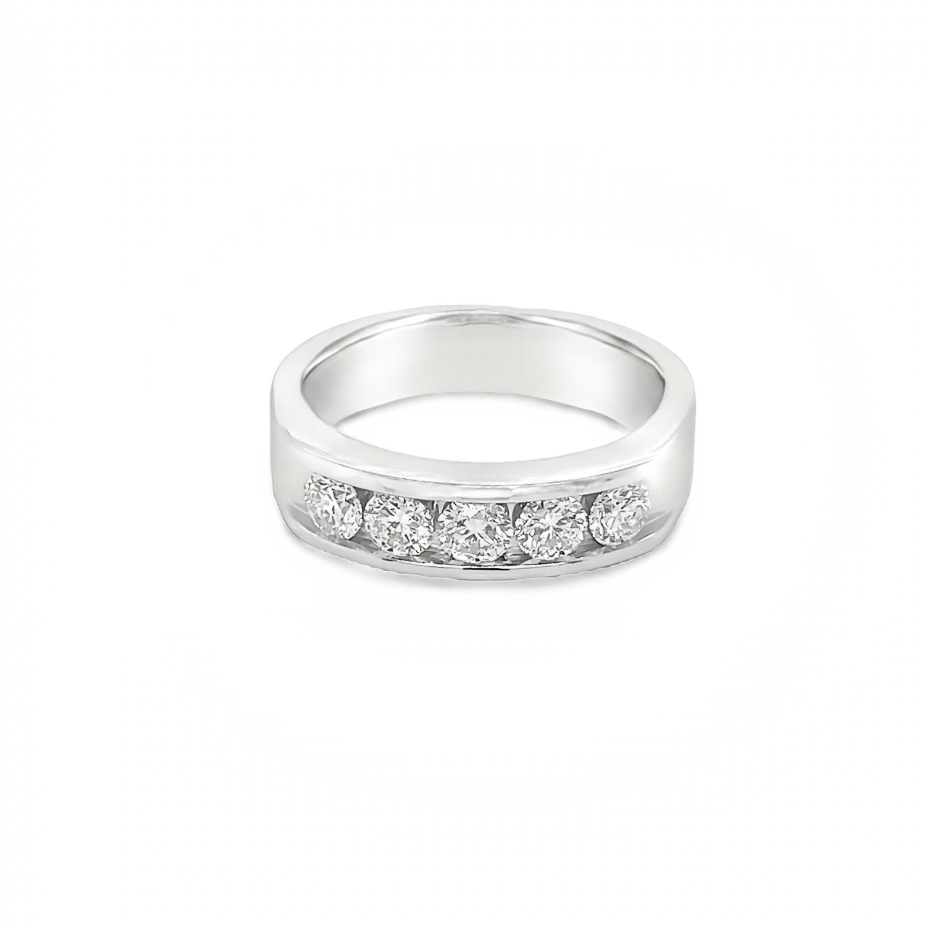 14k White Gold Channel Set Diamond Band