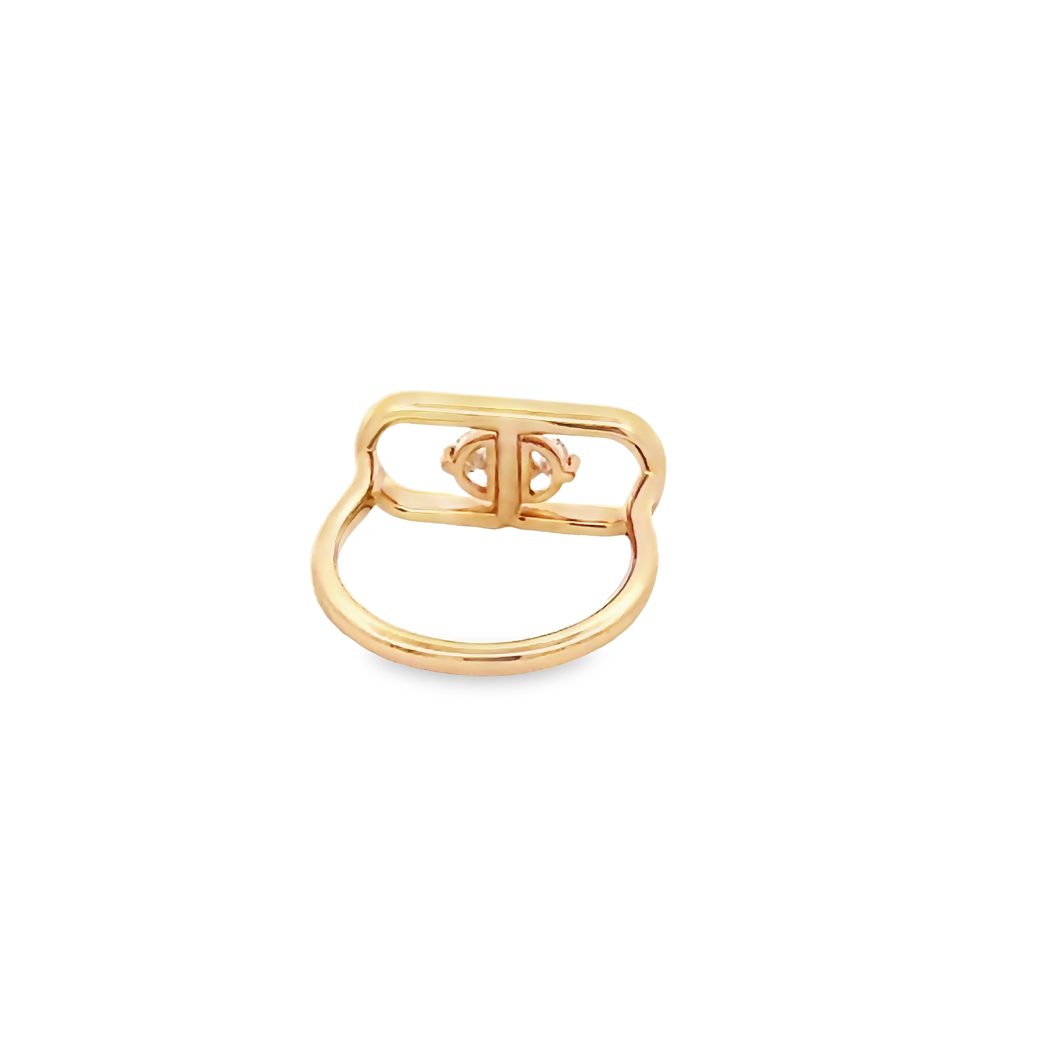 14k Yellow Gold Geometric Diamond Fashion Ring