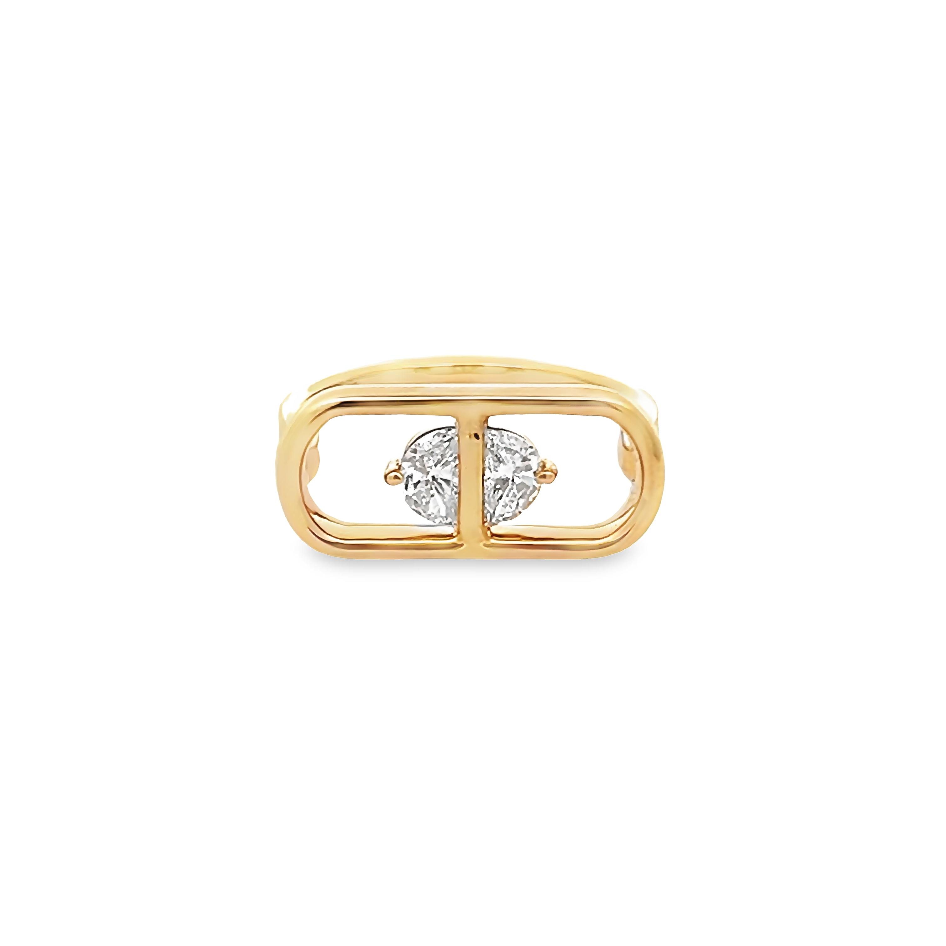 14k Yellow Gold Geometric Diamond Fashion Ring