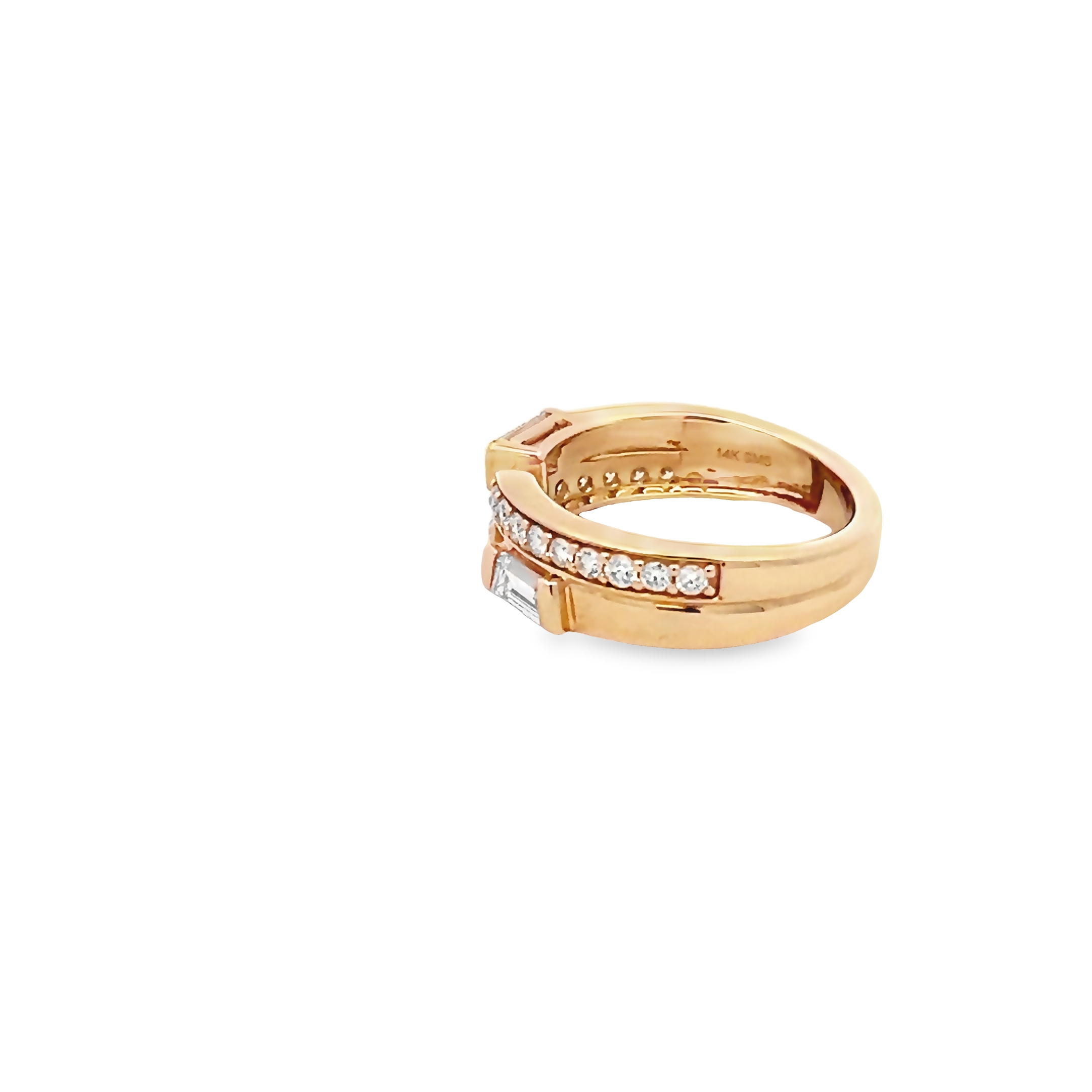 14k Yellow Gold Geometric Style Diamond Ring