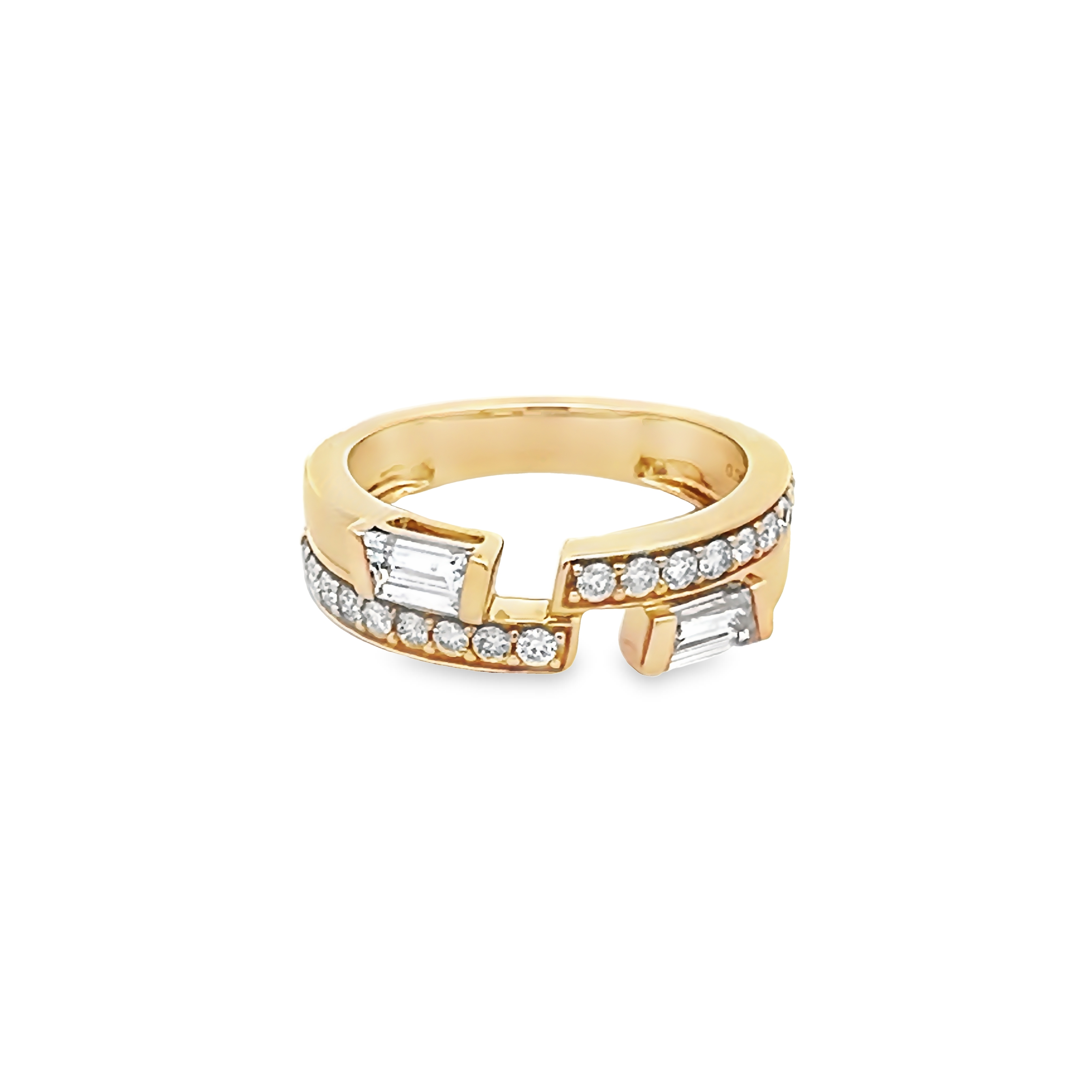 14k Yellow Gold Geometric Style Diamond Ring